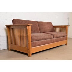 Stickley Mission Oak Arts and Crafts Spindle Sleeper Sofa