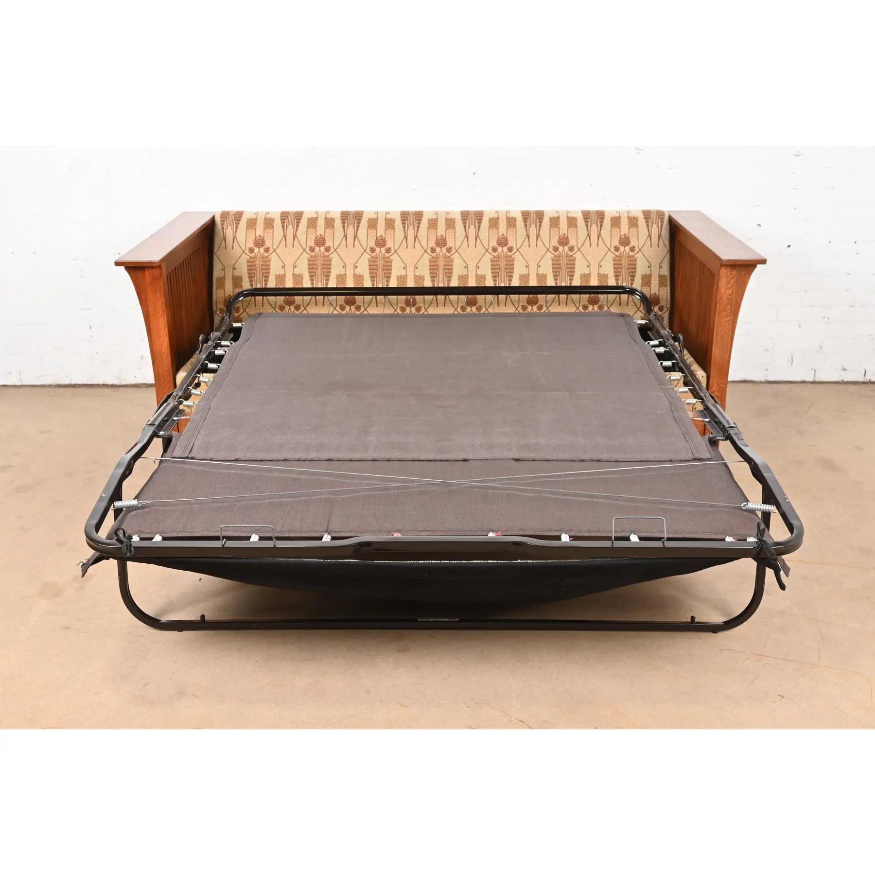 Sofá cama de husillo Stickley Mission Oak Arts & Crafts Tapicería en venta