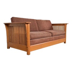 Stickley Mission Oak Arts and Crafts Spindle Sleeper Sofa