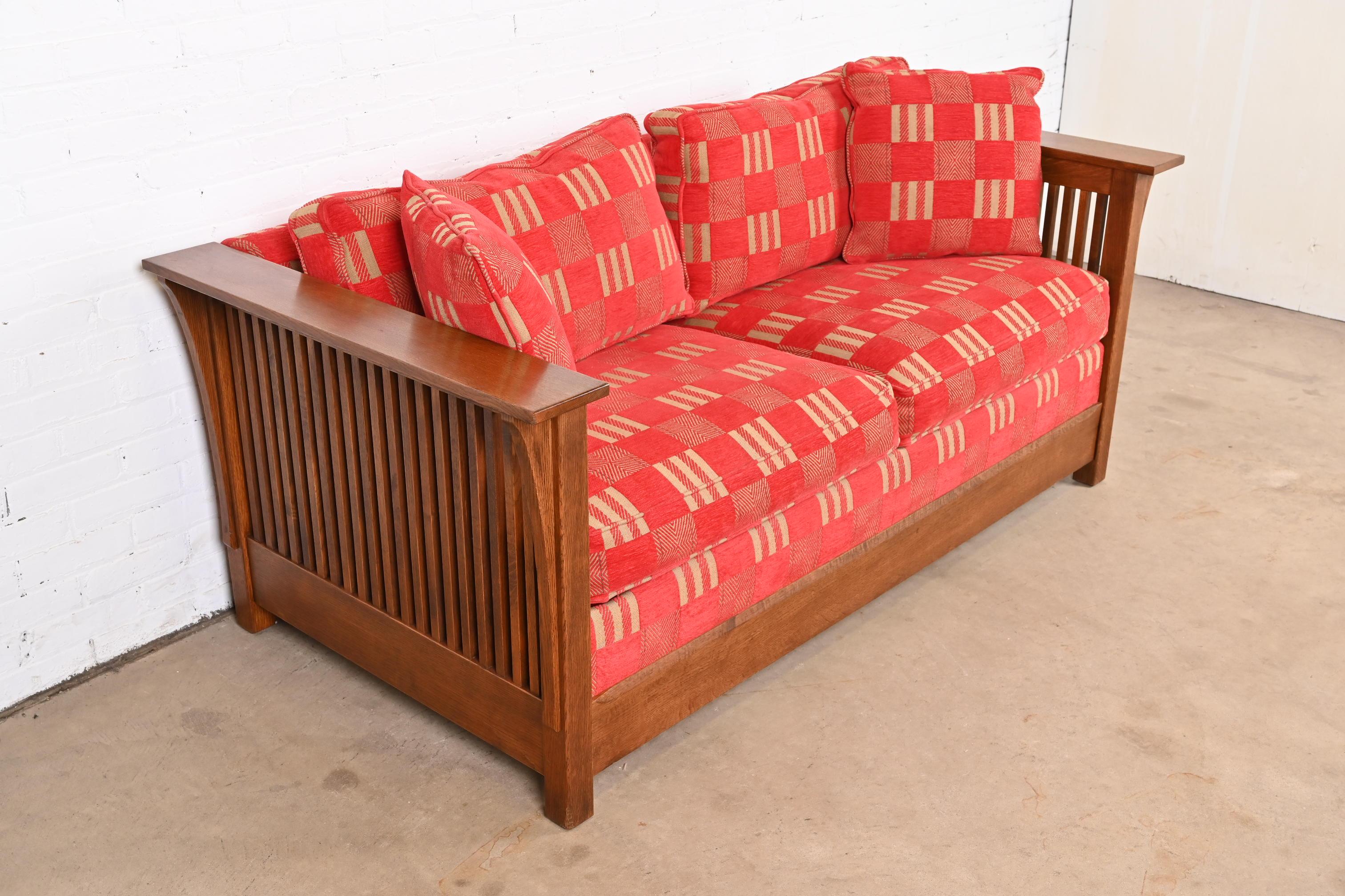American Stickley Mission Oak Arts and Crafts Spindle Sleeper Sofa or Loveseat