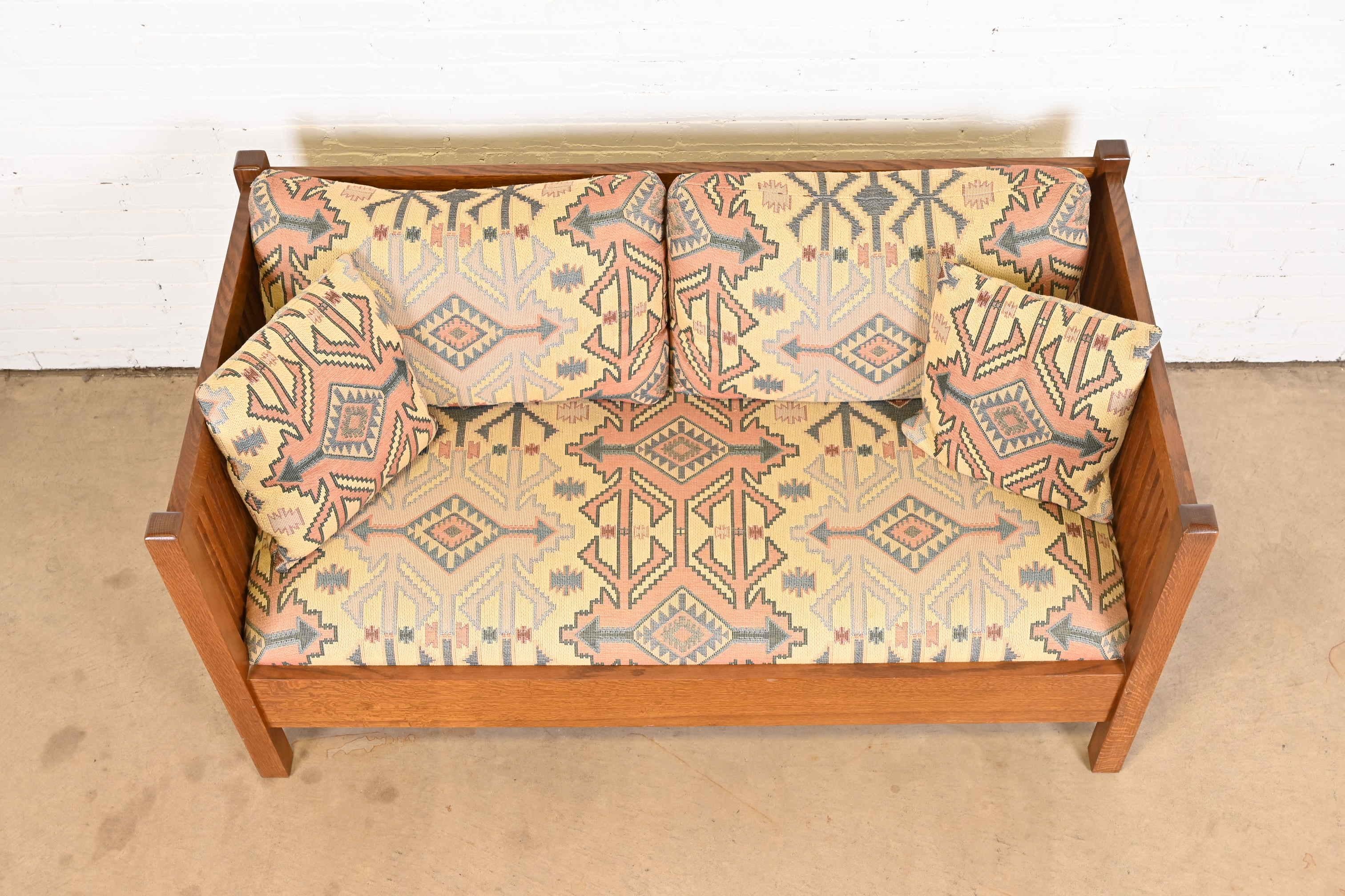 American Stickley Mission Oak Arts and Crafts Spindle Sofa or Loveseat