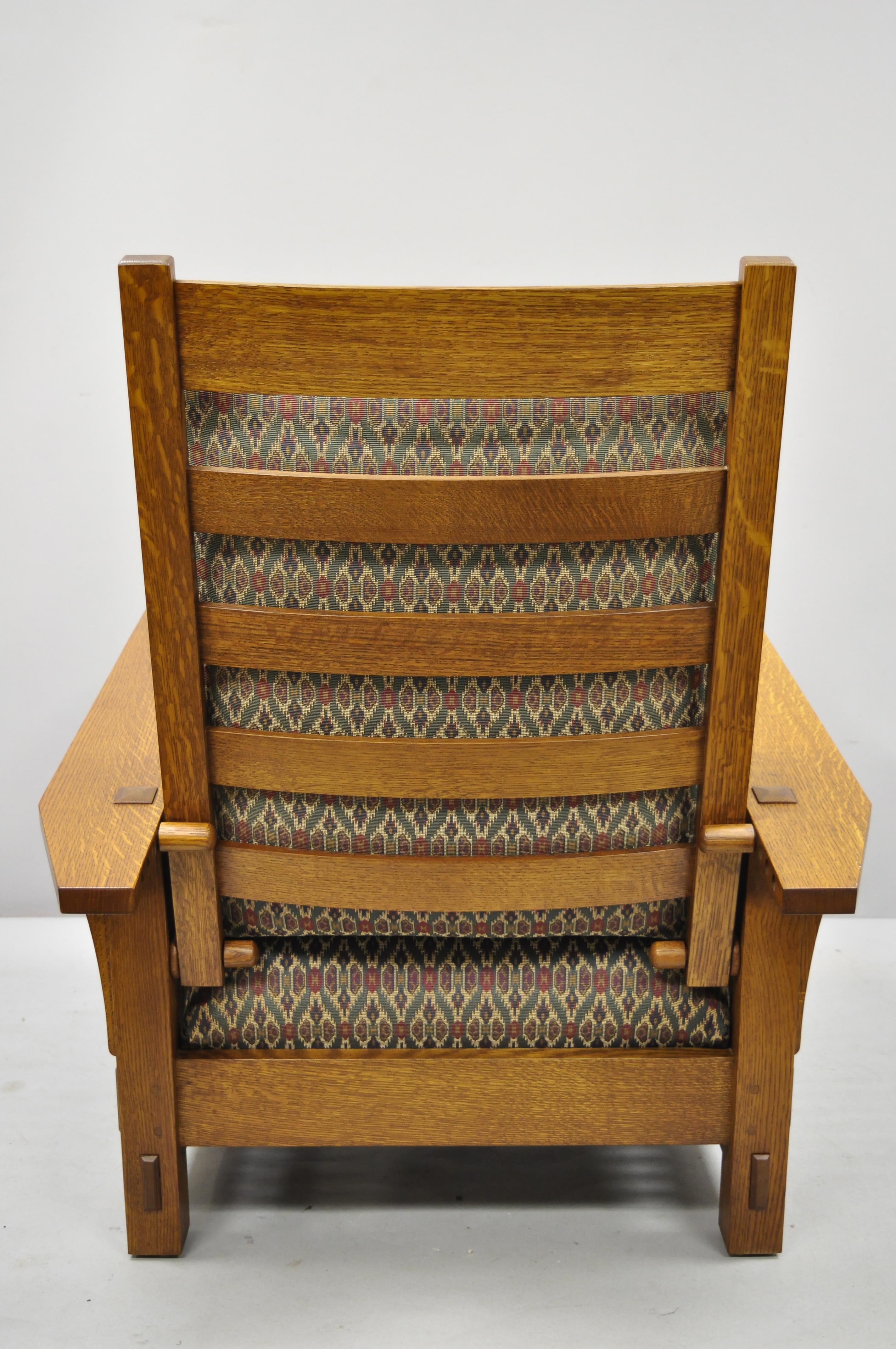 Stickley Mission Oak Arts & Crafts Adjustable Spindle Morris Lounge Armchair 4