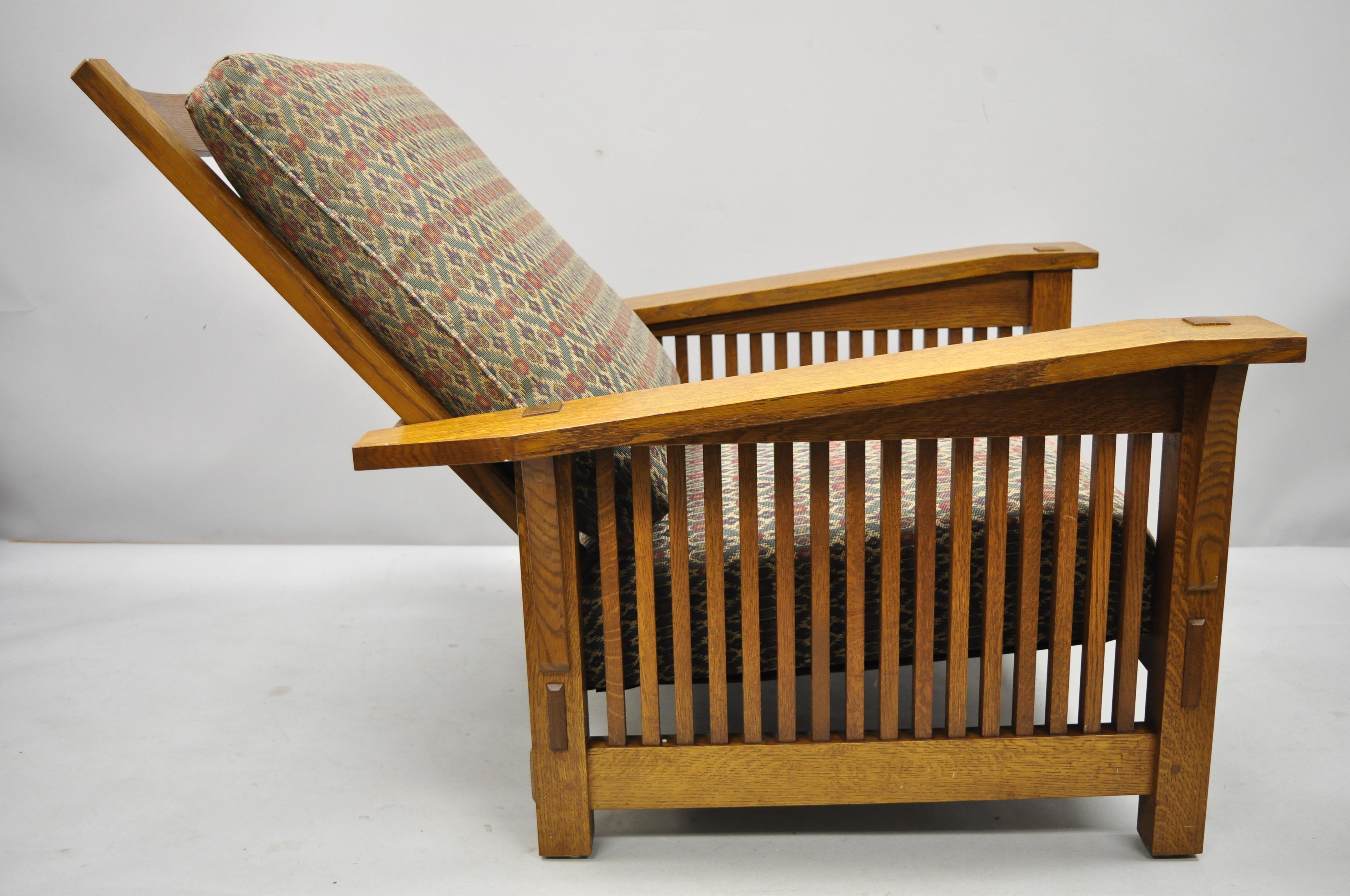 American Stickley Mission Oak Arts & Crafts Adjustable Spindle Morris Lounge Armchair