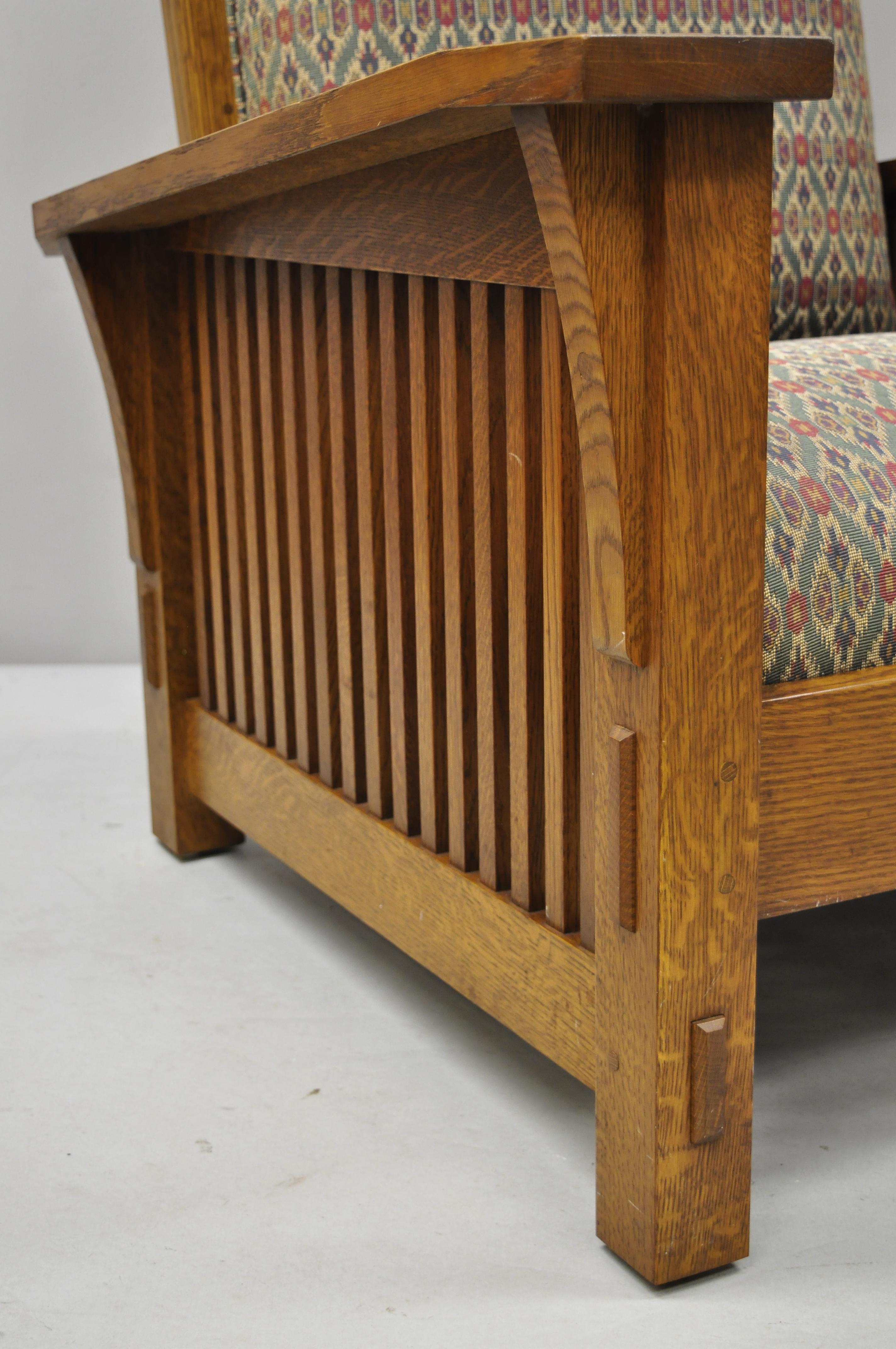 20th Century Stickley Mission Oak Arts & Crafts Adjustable Spindle Morris Lounge Armchair