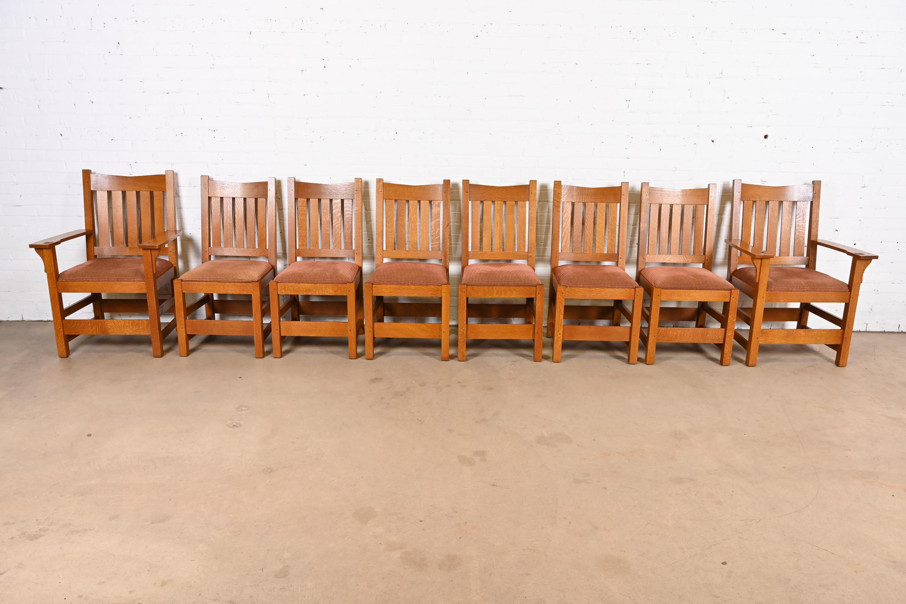 Juego de ocho sillas de comedor Stickley Mission Oak Arts & Crafts en Bueno estado para la venta en South Bend, IN