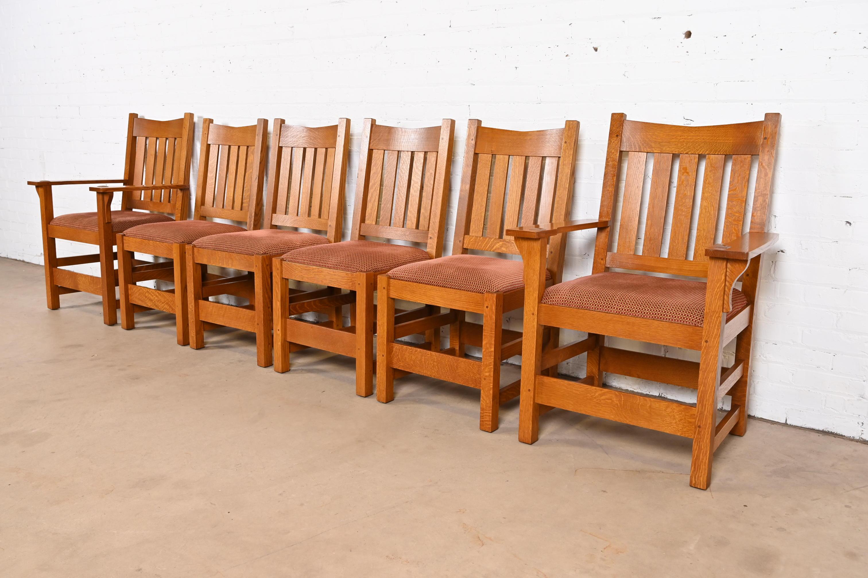 Set de seis sillas de comedor Stickley Mission Oak Arts & Crafts Estadounidense en venta