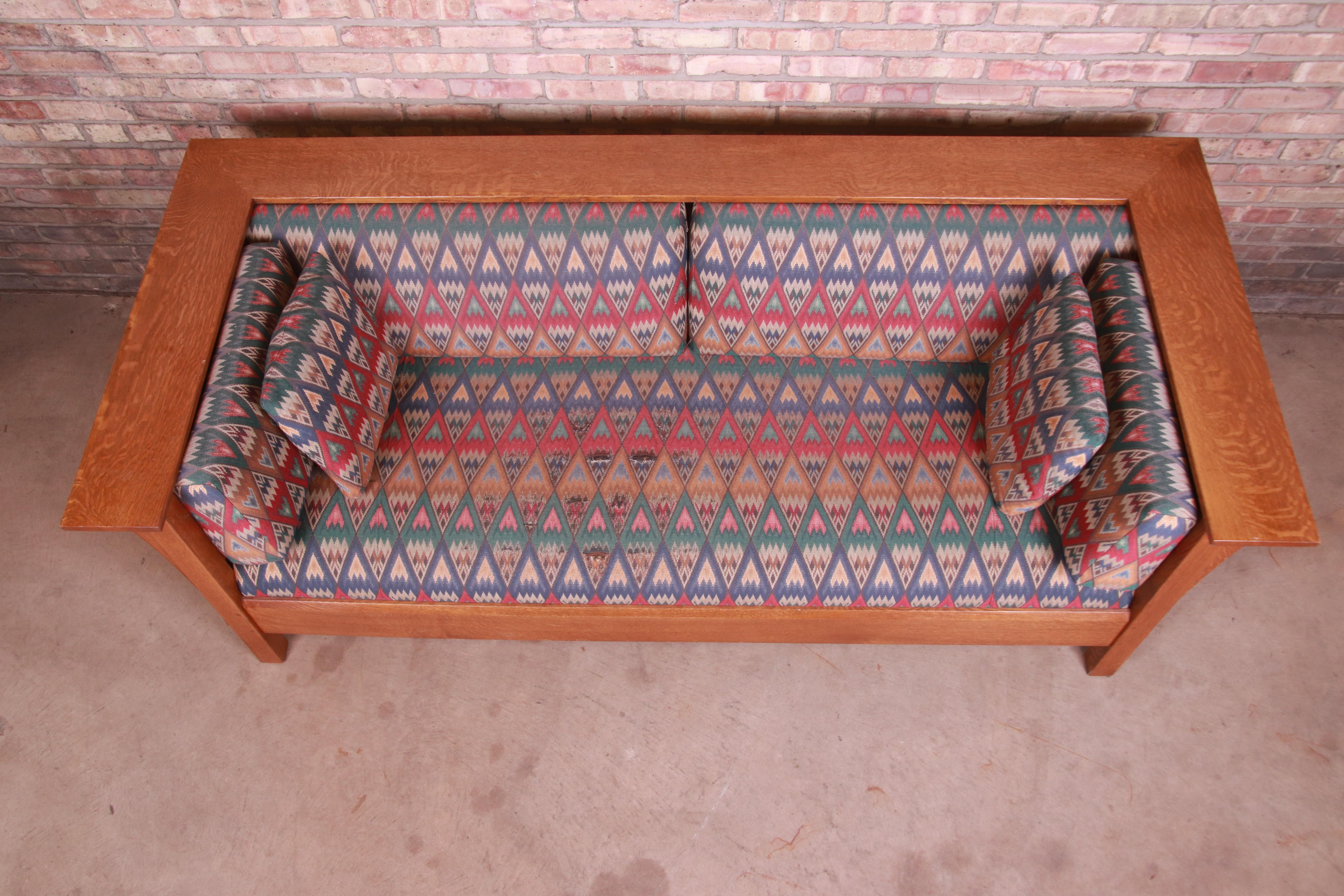 American Stickley Mission Oak Arts & Crafts Down-Filled Sofa