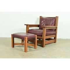 Stickley Mission Oak Arts & Crafts Eastwood Lounge Chair With Ottoman