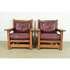 Stickley Mission Oak Arts & Crafts Eastwood Lounge Chairs, Pair