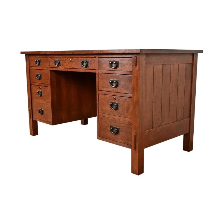 Stickley Mission Oak Arts 
Crafts Executive Desk For Sale