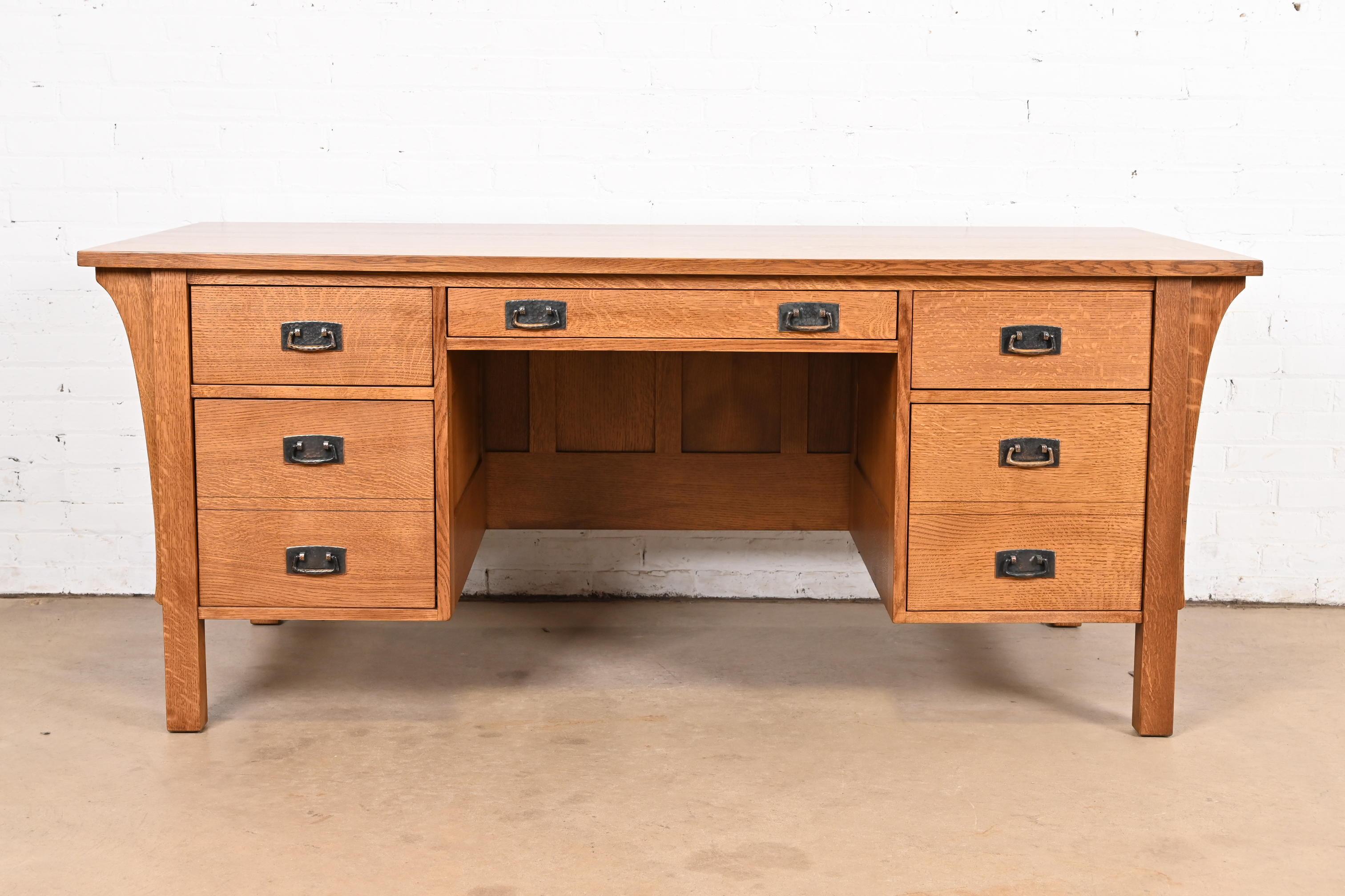 Arts and Crafts Stickley Mission Oak Arts & Crafts Executive Desk, Newly Refinished