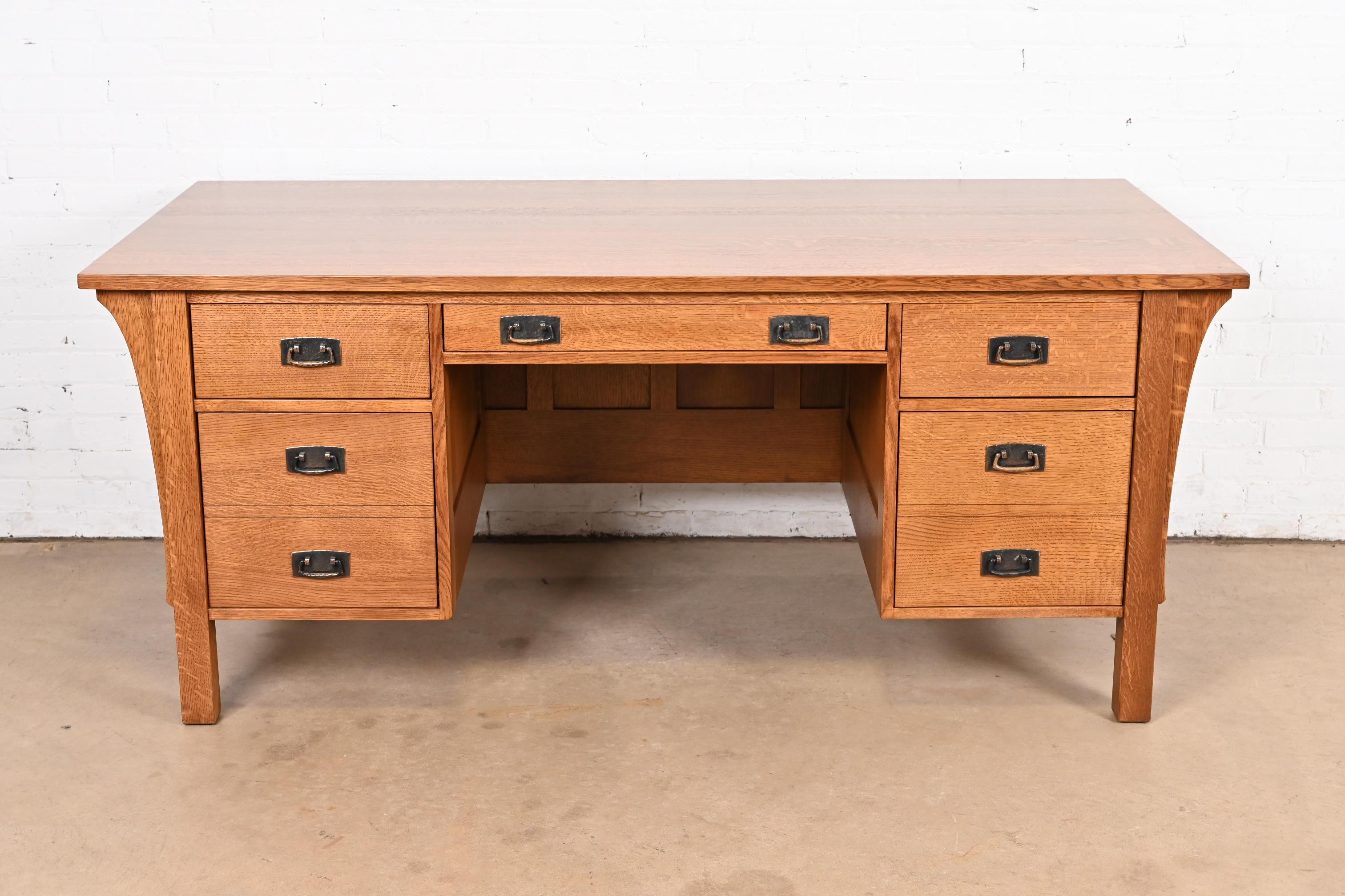 American Stickley Mission Oak Arts & Crafts Executive Desk, Newly Refinished