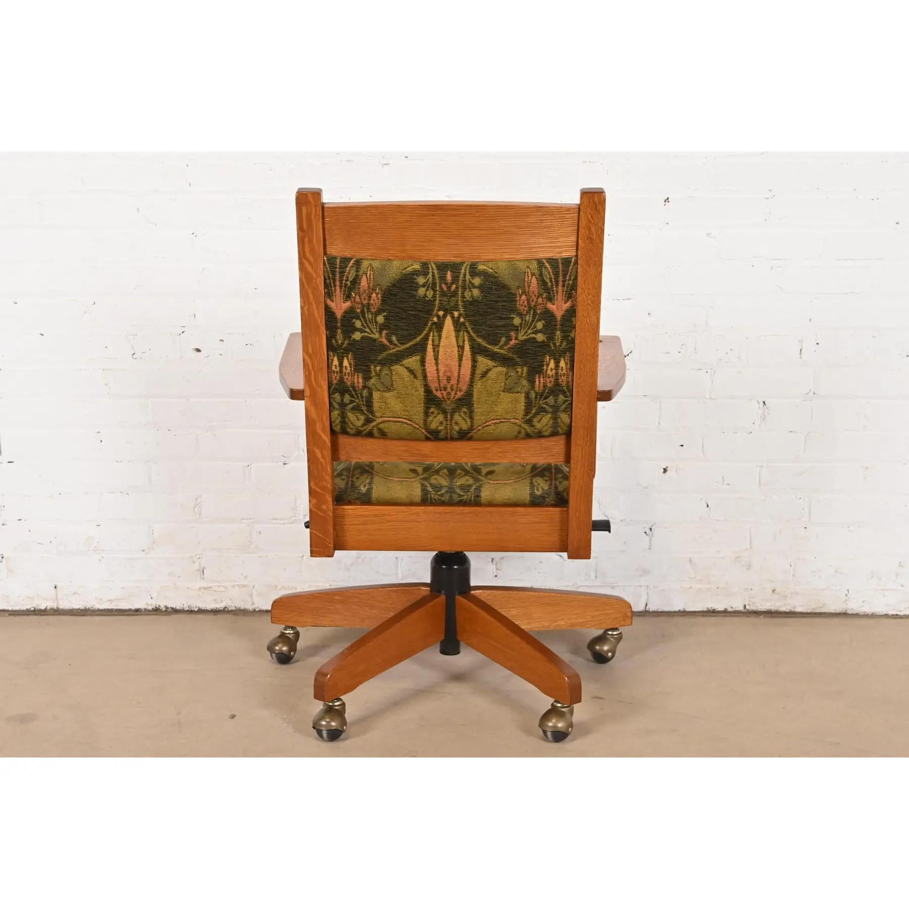 Stickley Mission Executive Drehbarer Schreibtischstuhl aus Eichenholz Arts & Crafts im Angebot 3