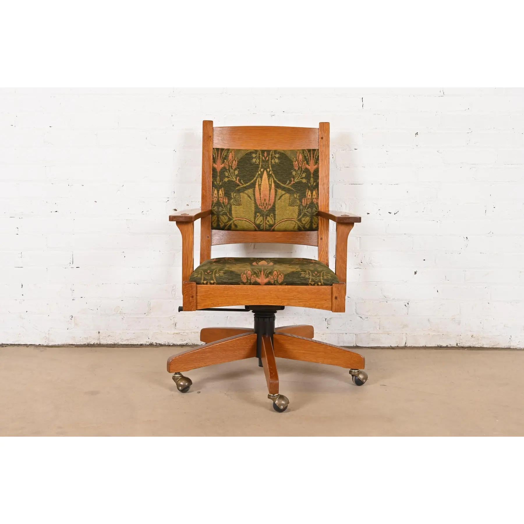Stickley Mission Executive Drehbarer Schreibtischstuhl aus Eichenholz Arts & Crafts (Missionsstil) im Angebot
