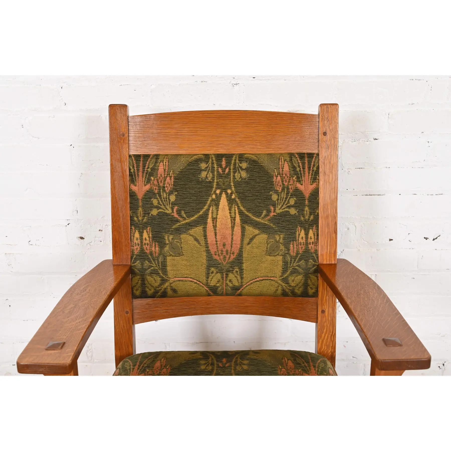 Stickley Mission Executive Drehbarer Schreibtischstuhl aus Eichenholz Arts & Crafts (Polster) im Angebot