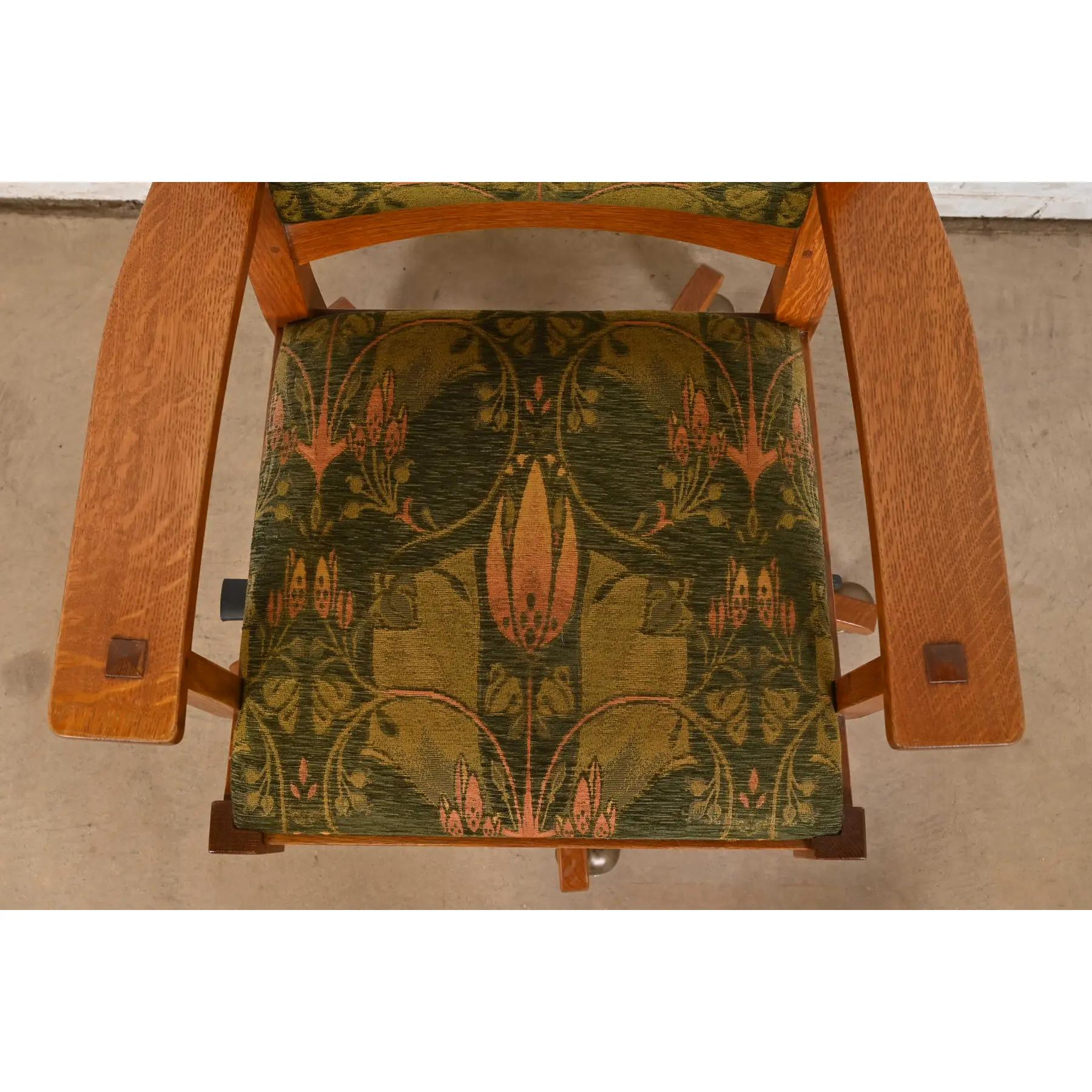 Stickley Mission Executive Drehbarer Schreibtischstuhl aus Eichenholz Arts & Crafts im Angebot 1