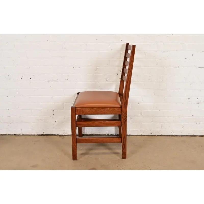 Stickley Mission Oak Arts & Crafts Silla auxiliar o de comedor con respaldo de escalera en venta 3