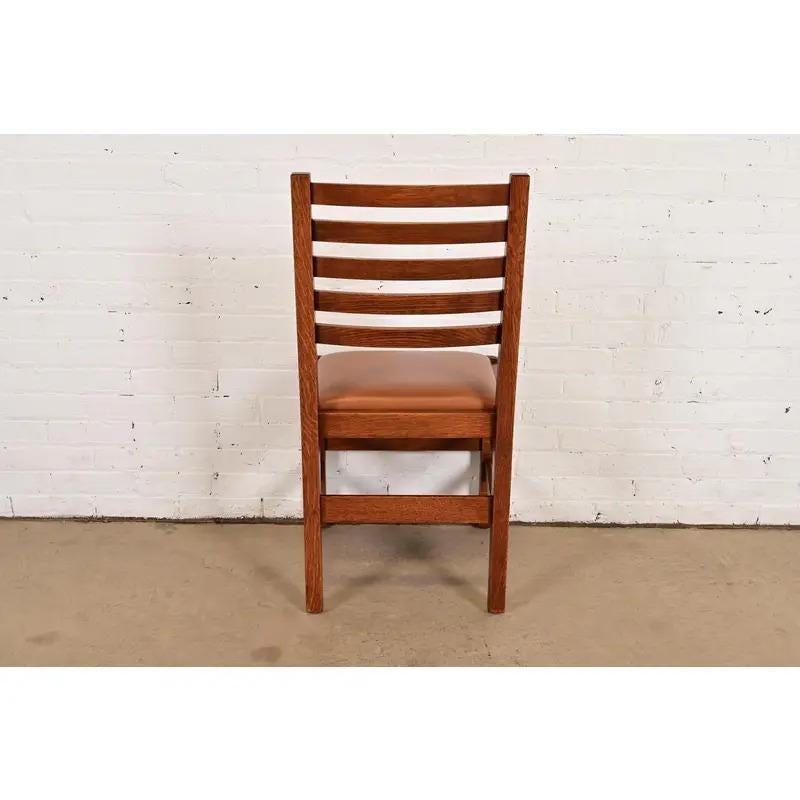 Stickley Mission Oak Arts & Crafts Silla auxiliar o de comedor con respaldo de escalera en venta 4