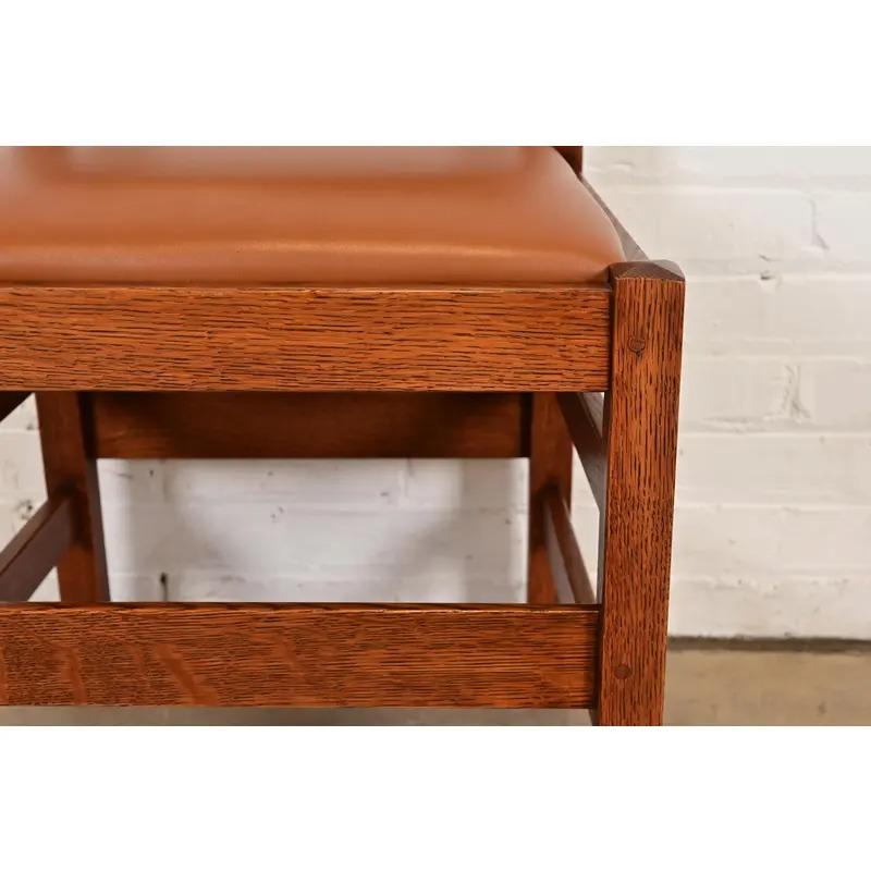 Stickley Mission Oak Arts & Crafts Silla auxiliar o de comedor con respaldo de escalera en venta 1