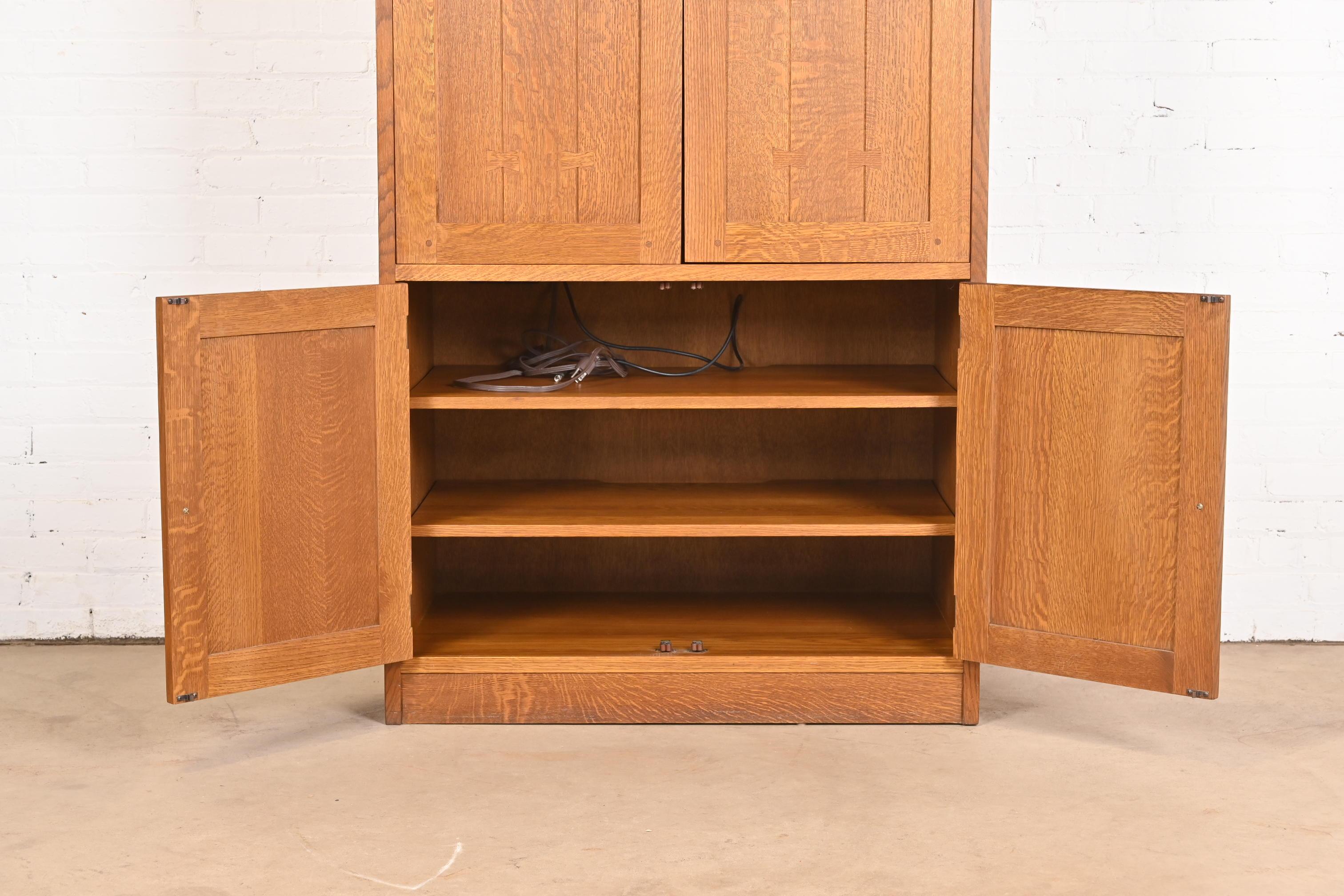 Stickley Mission Oak Arts & Crafts Media Armoire Cabinet For Sale 4