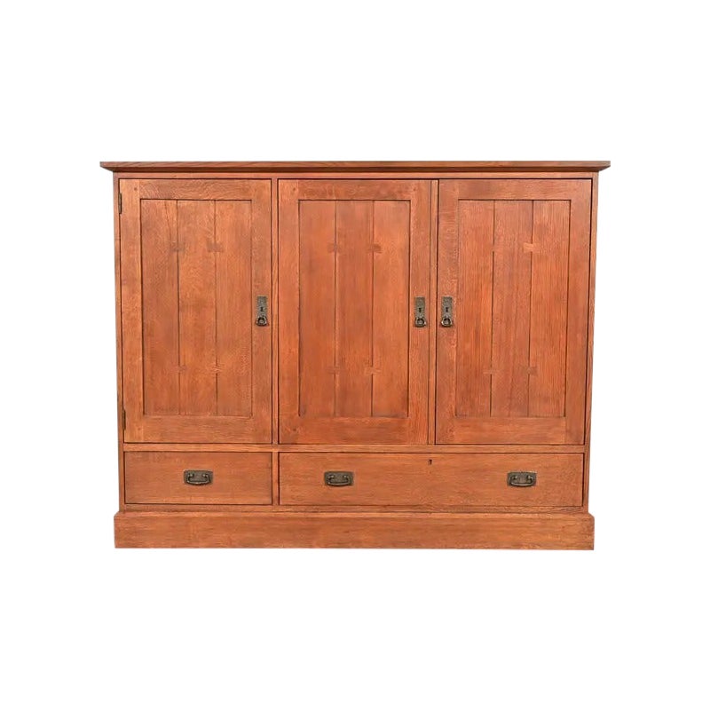 Stickley Mission Oak Arts & Crafts Media Cabinet For Sale