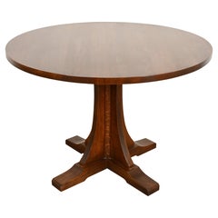Stickley Mission Oak Arts & Crafts Pedestal Center Table or Breakfast Table