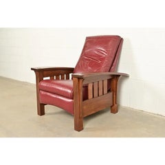 Stickley Mission Oak Arts & Crafts Reclining Lounge Chair, Newly Refinished
