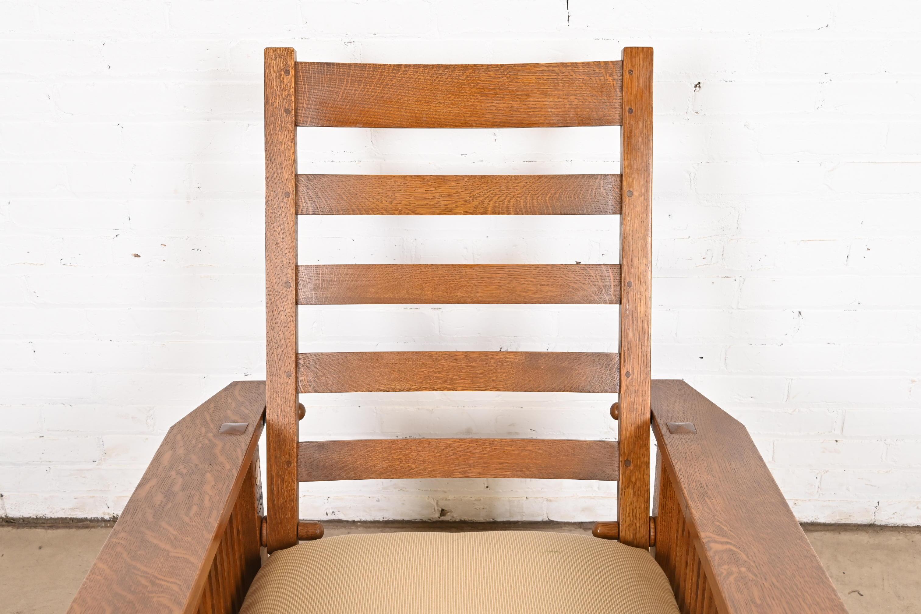 Stickley Mission Oak Arts & Crafts Reclining Morris Lounge Chair 5