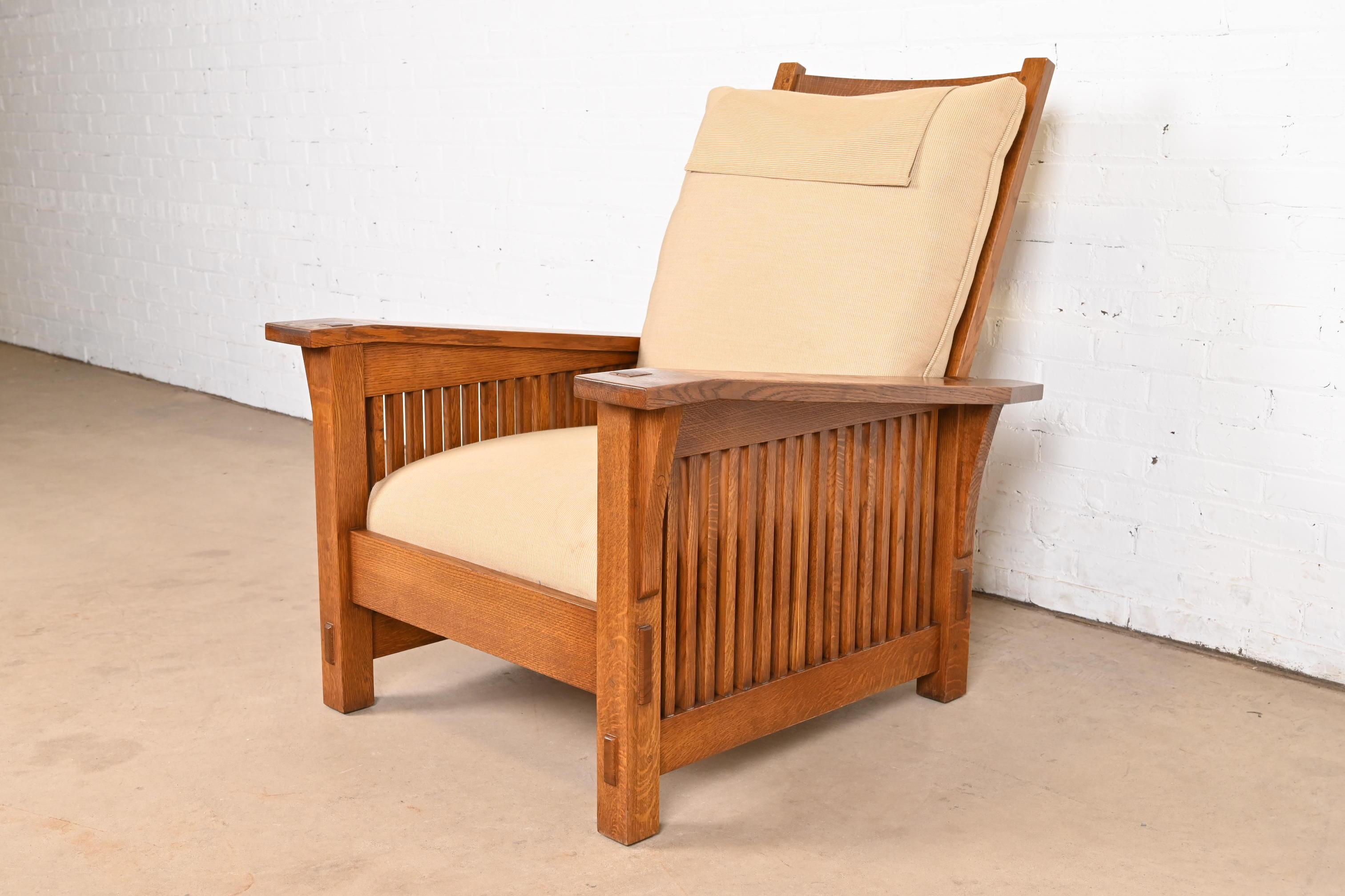 American Stickley Mission Oak Arts & Crafts Reclining Morris Lounge Chair
