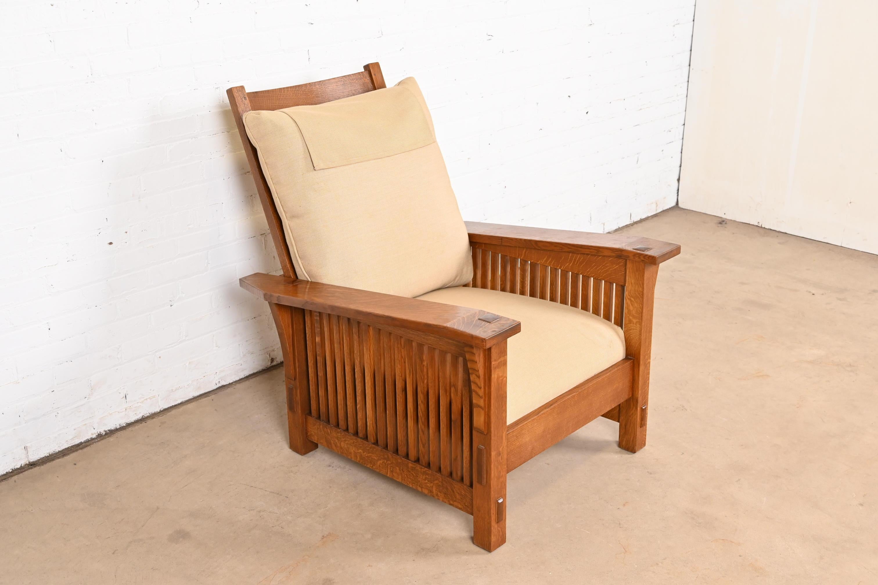 Stickley Mission Oak Arts & Crafts Reclining Morris Lounge Chair In Good Condition In South Bend, IN