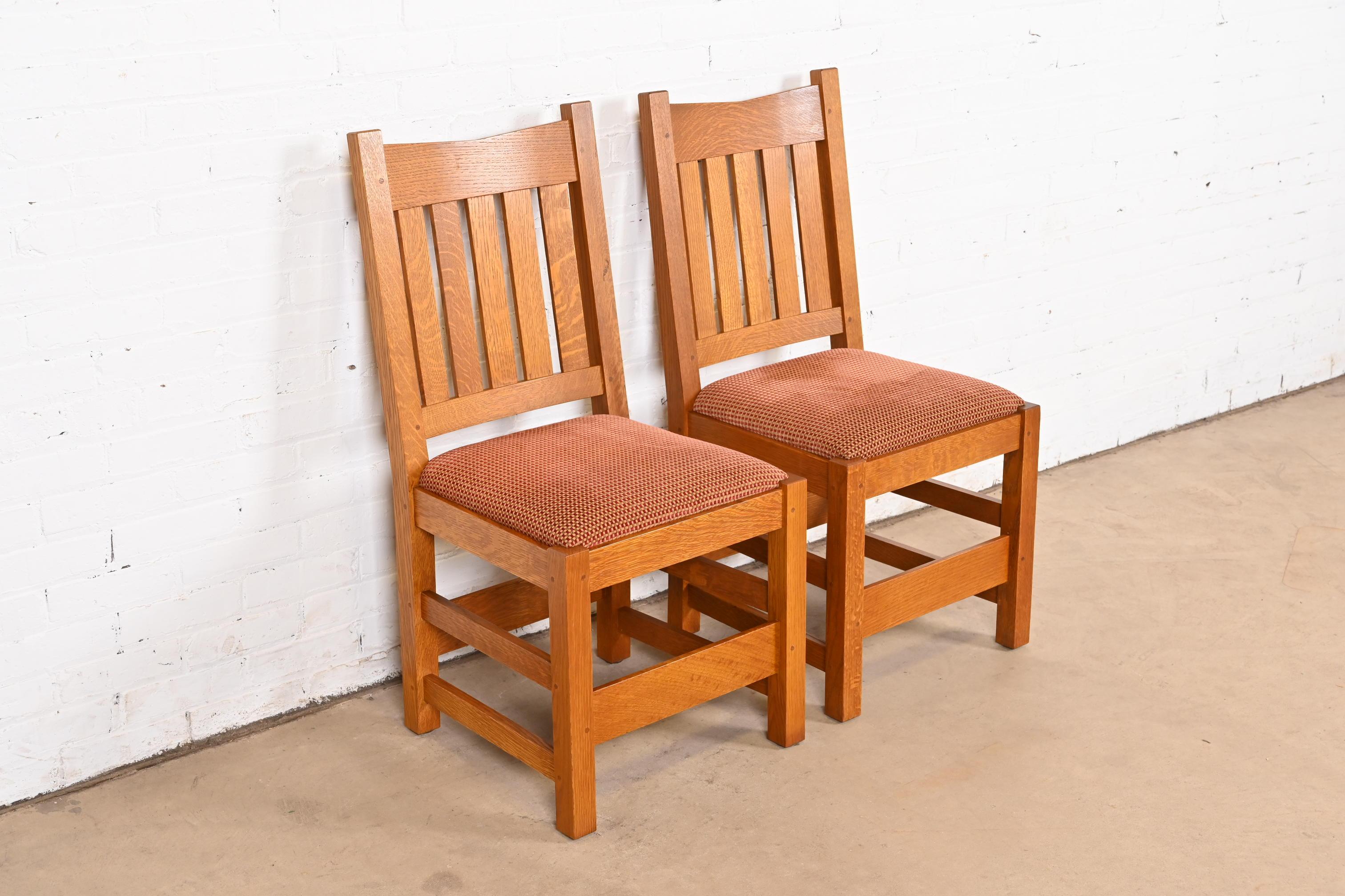 Arts and Crafts Stickley Mission Oak Arts & Crafts Side Chairs or Dining Chairs, Pair For Sale