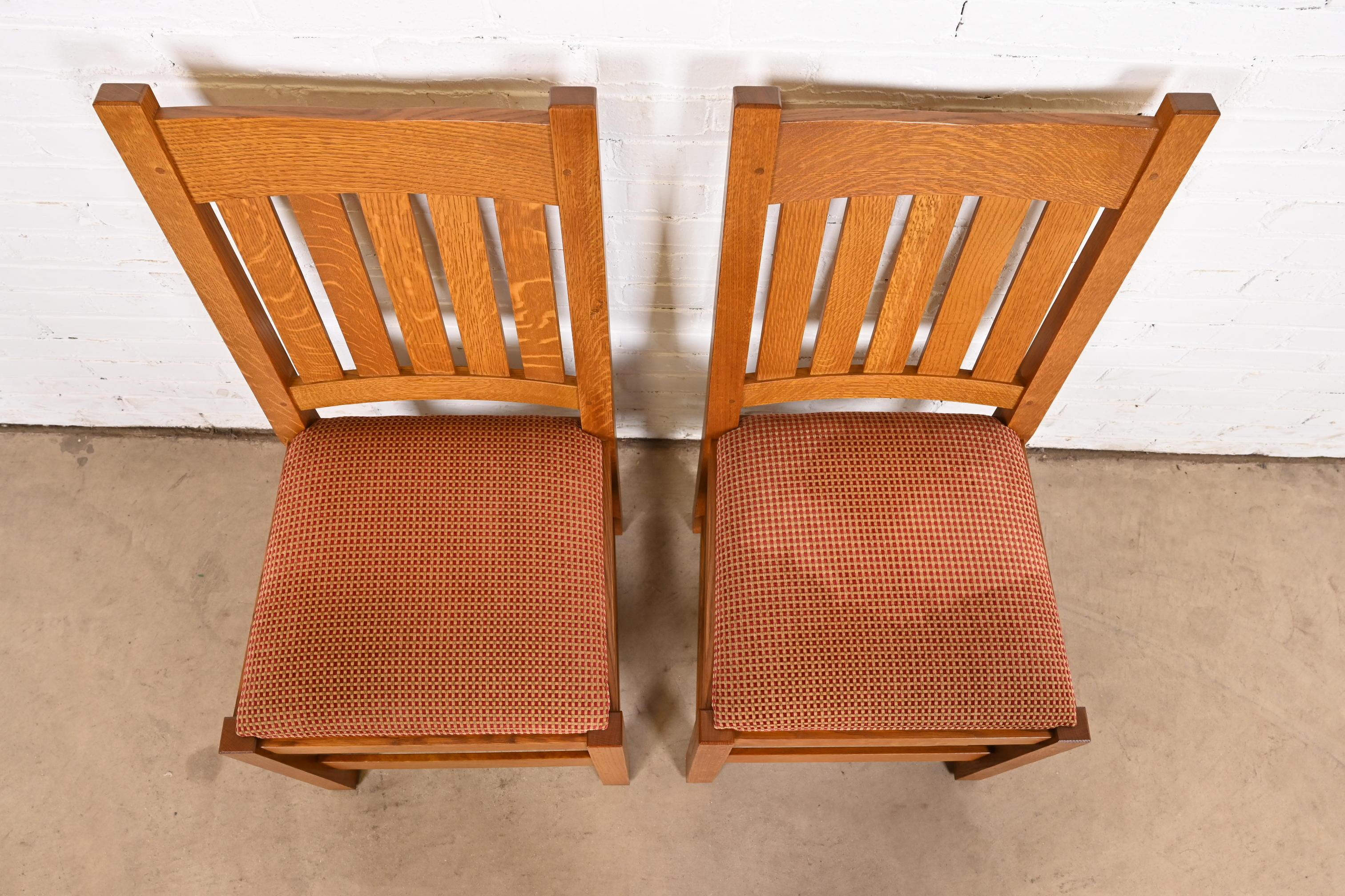Contemporary Stickley Mission Oak Arts & Crafts Side Chairs or Dining Chairs, Pair For Sale