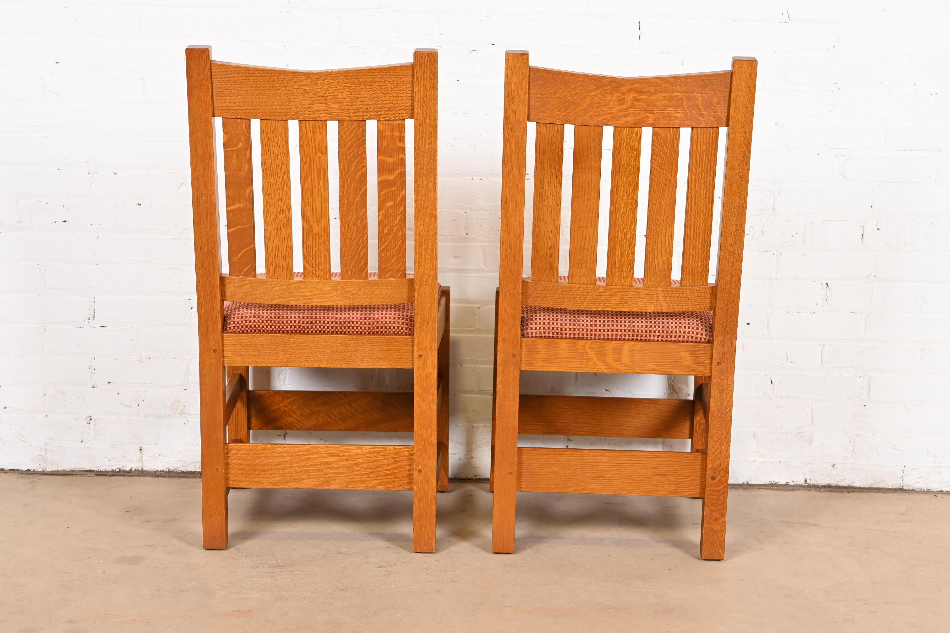 Stickley Mission Oak Arts & Crafts Side Chairs or Dining Chairs, Pair For Sale 1