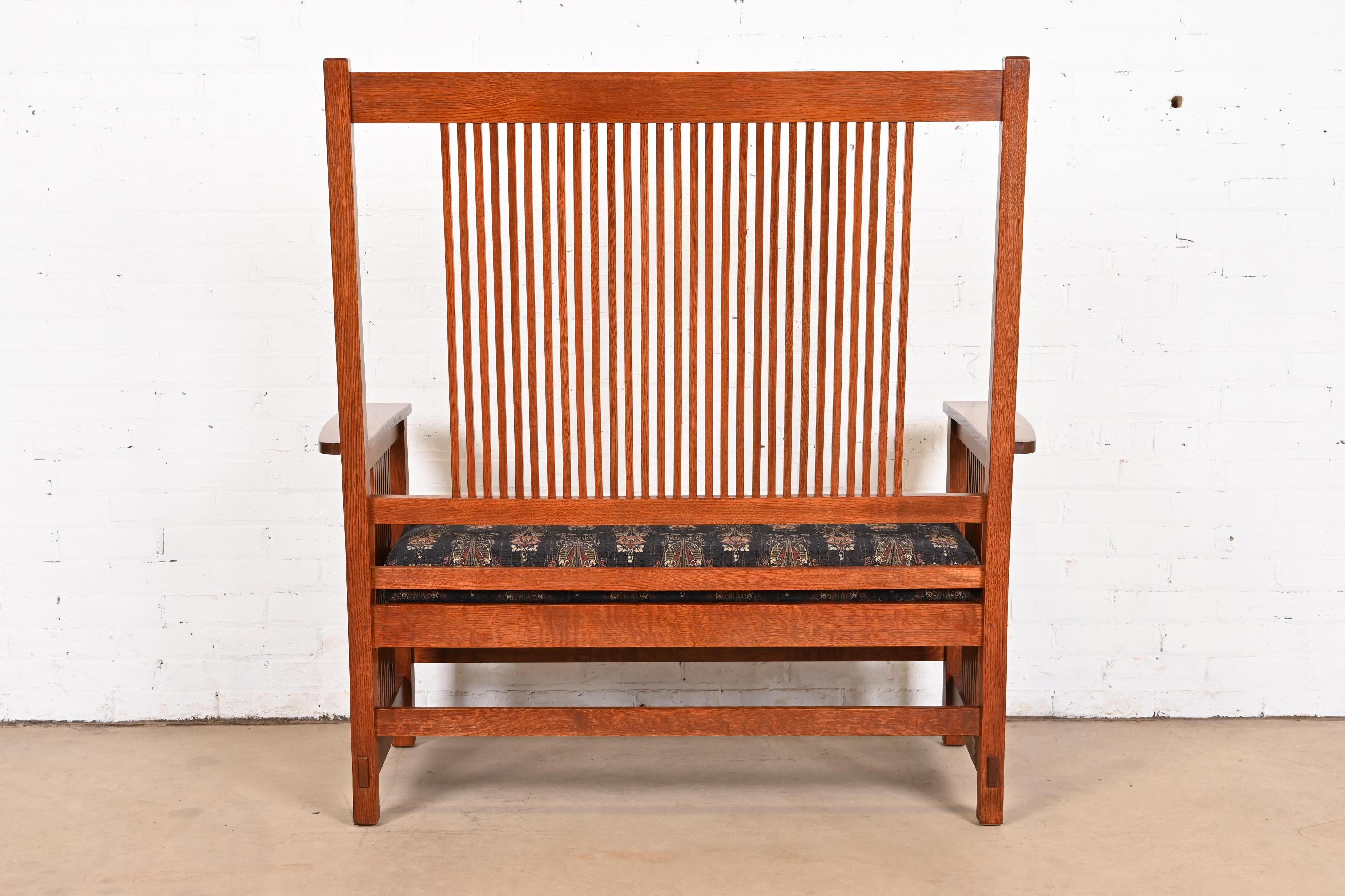 Stickley Mission Oak Arts & Crafts Spindle Bench or Settee For Sale 8