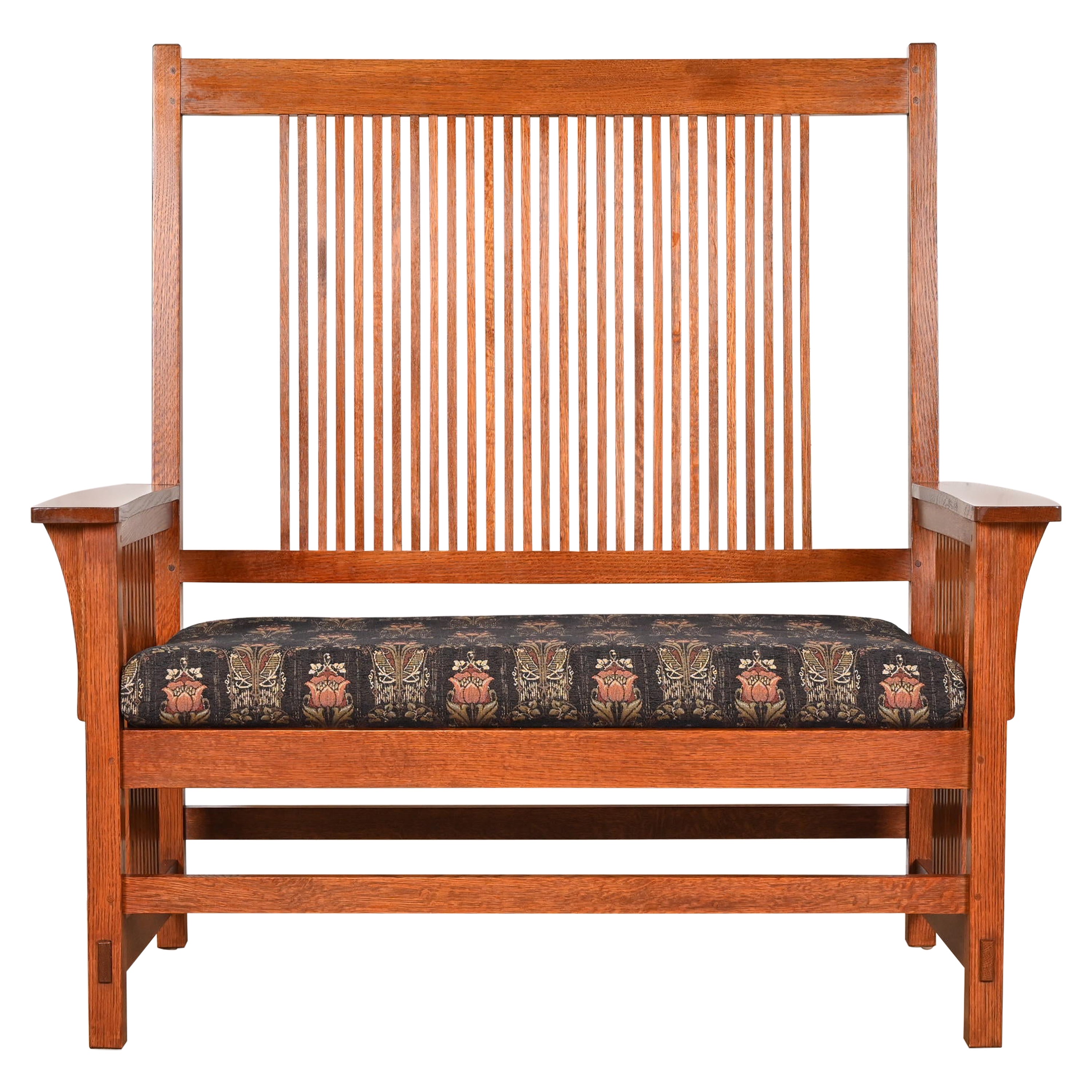 Stickley Mission Oak Arts & Crafts Spindle Bench or Settee