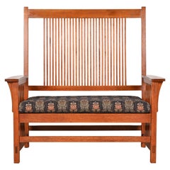Banc ou banquette en chêne Arts & Crafts Stickley Mission