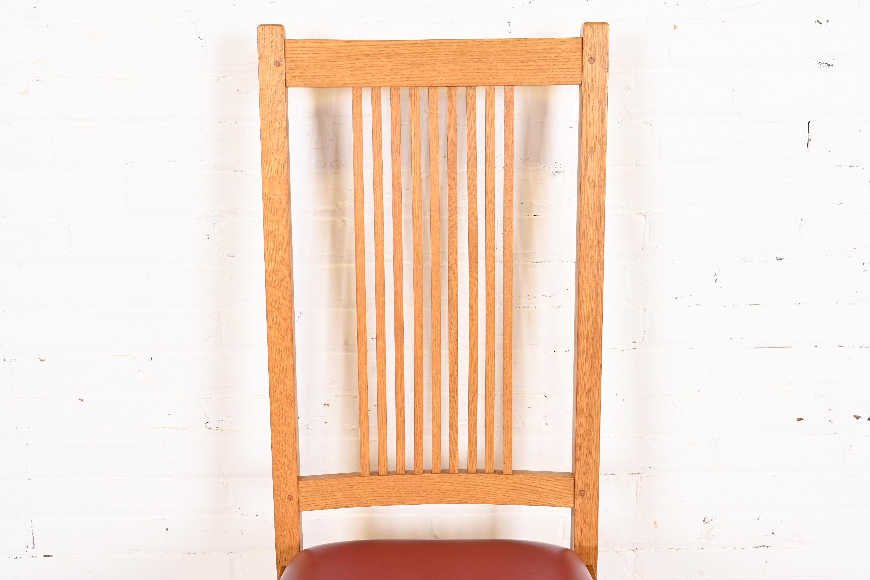 Chaises de salle à manger à fuseau Stickley Mission Oak Arts & Crafts, lot de six en vente 4
