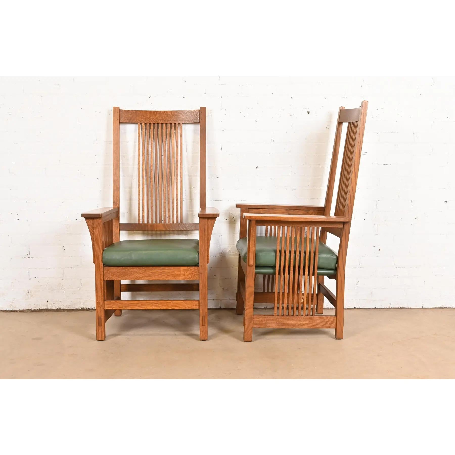 Stickley Mission Oak Arts & Crafts Spindle High Back Arm Chair im Angebot 6