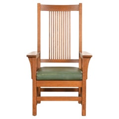 Stickley Mission Oak Arts & Crafts Spindle High Back Arm Chair