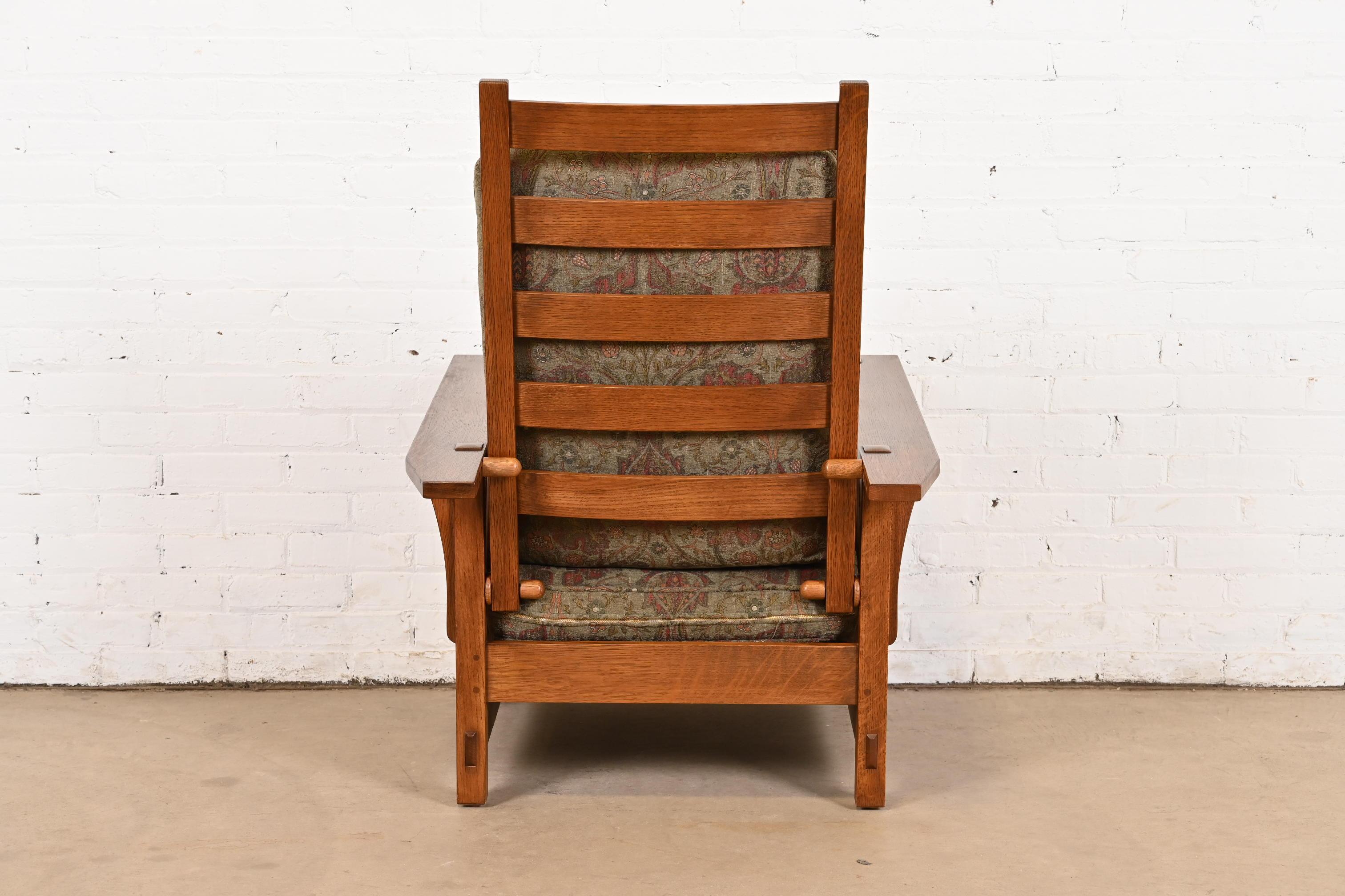 Stickley Mission Oak Arts & Crafts con fusto reclinabile Morris Lounge Chair 3