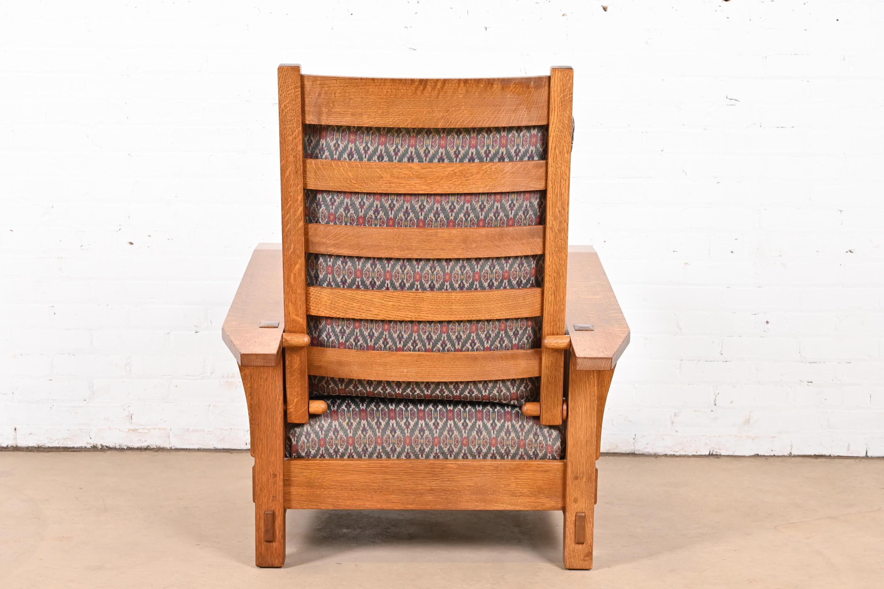 Stickley Mission Oak Arts & Crafts con fusto reclinabile Morris Lounge Chair in vendita 4