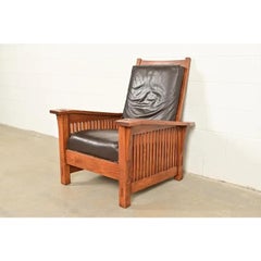 Stickley Mission Oak Arts & Crafts Spindle Reclining Morris Lounge Chair