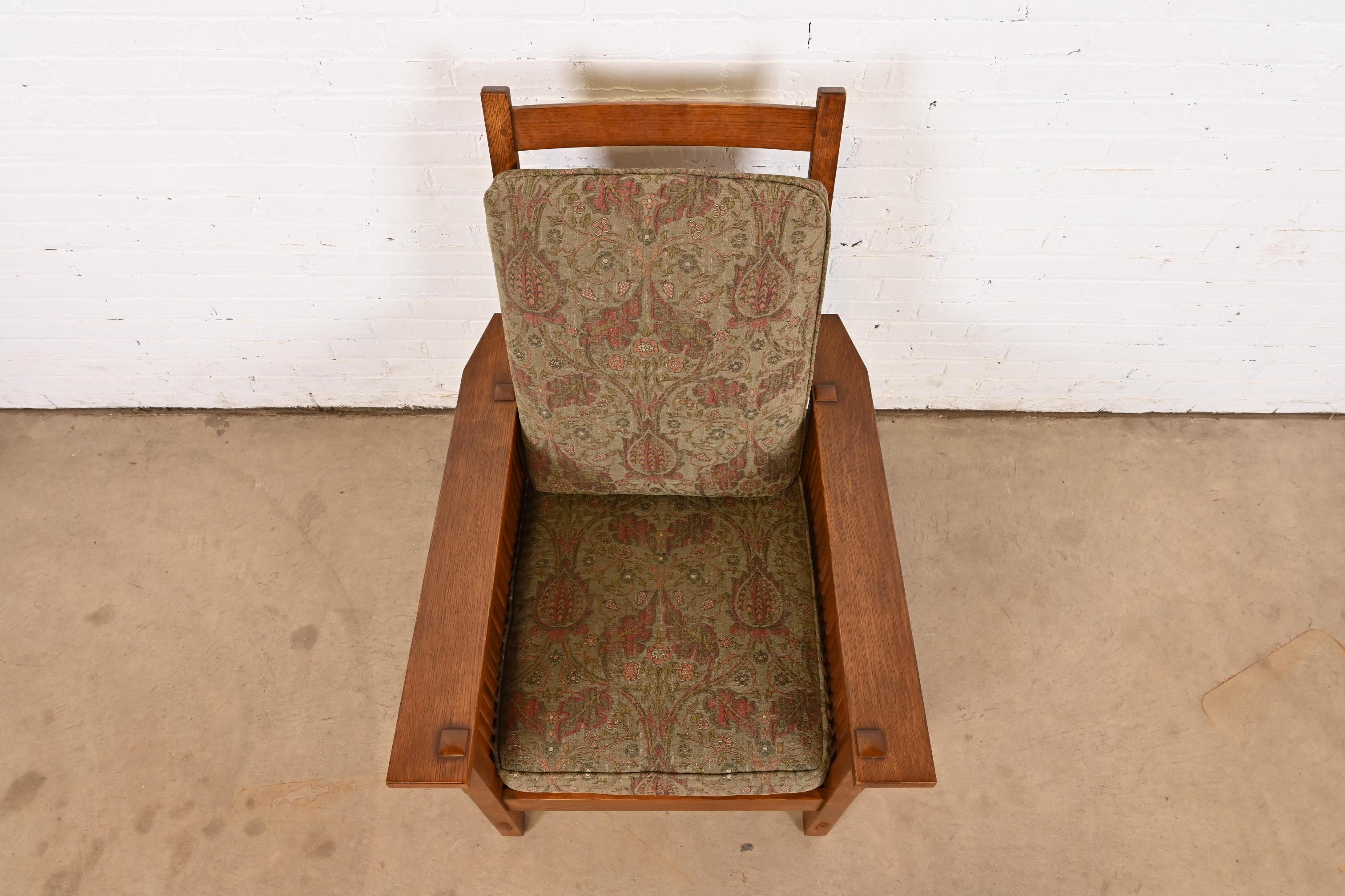 Stickley Mission Oak Arts & Crafts con fusto reclinabile Morris Lounge Chair In condizioni buone a South Bend, IN