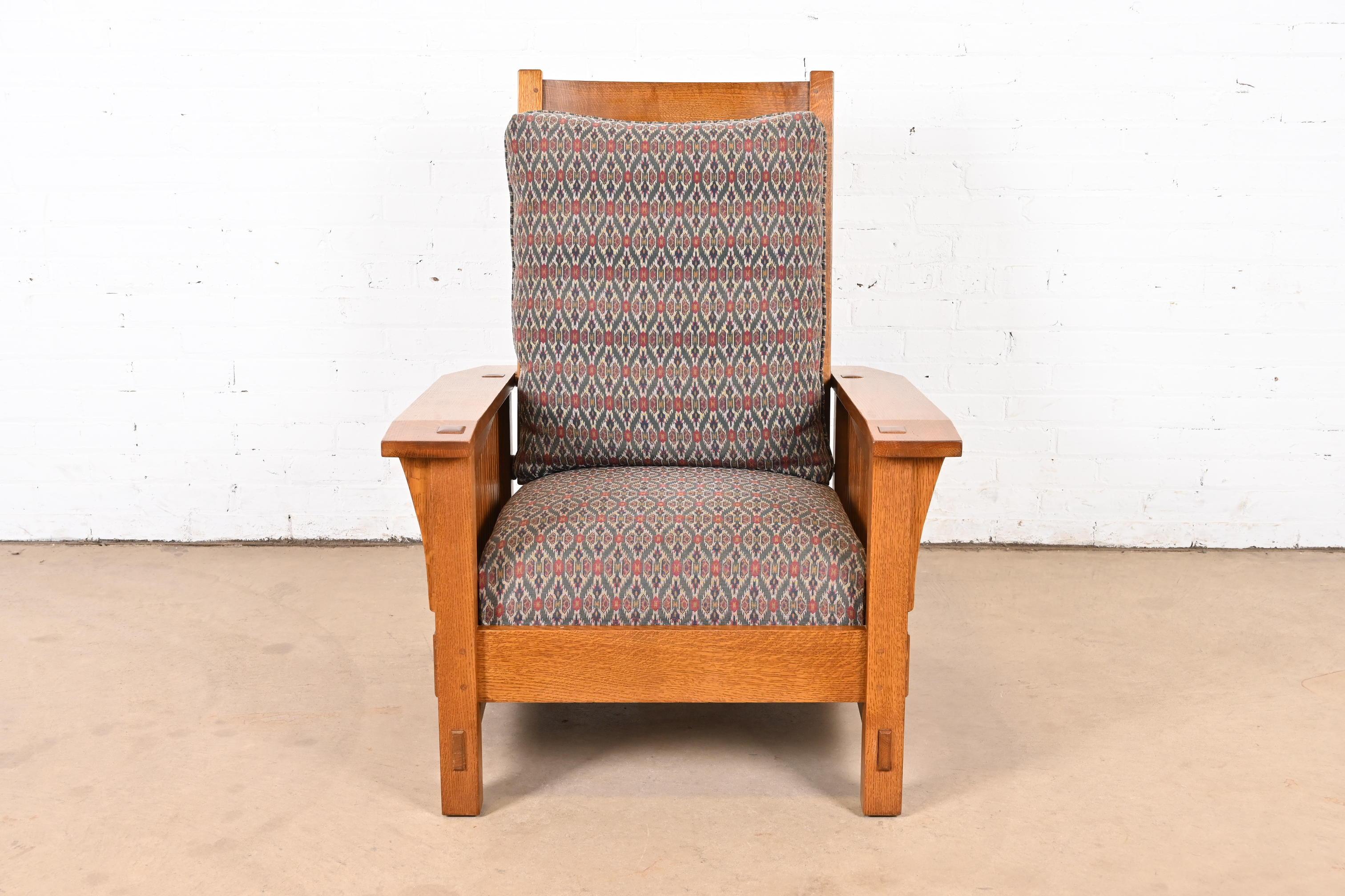 Stickley Mission Oak Arts & Crafts con fusto reclinabile Morris Lounge Chair In condizioni buone in vendita a South Bend, IN