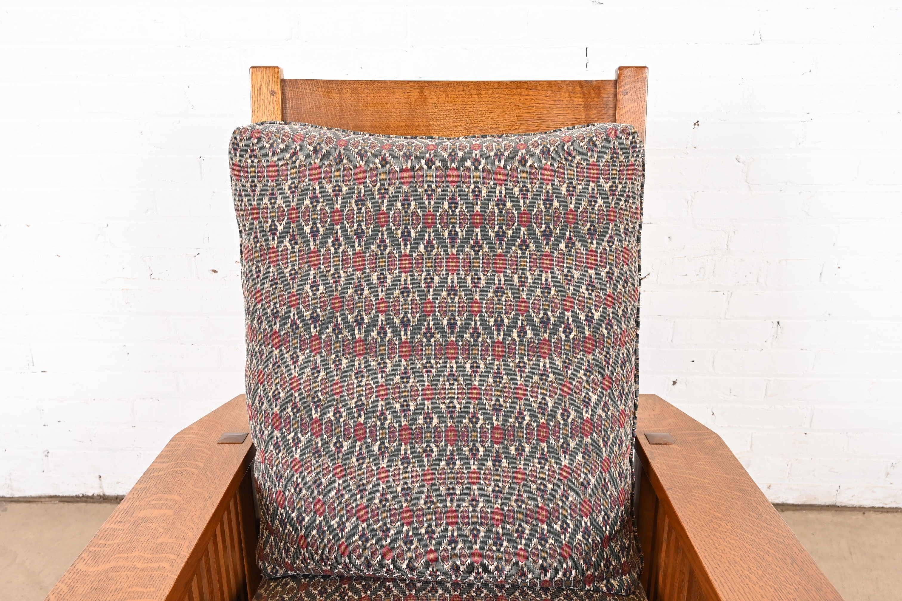 XX secolo Stickley Mission Oak Arts & Crafts con fusto reclinabile Morris Lounge Chair in vendita