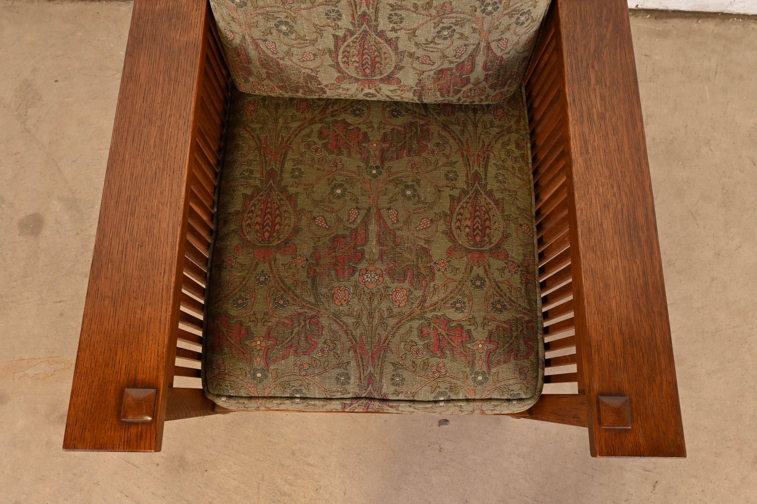 Tappezzeria Stickley Mission Oak Arts & Crafts con fusto reclinabile Morris Lounge Chair