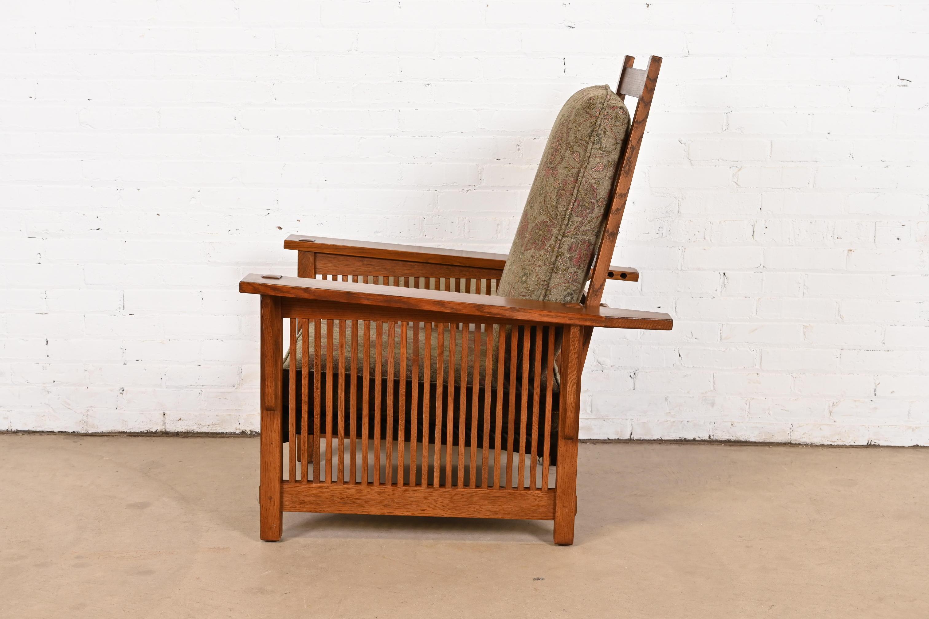 Stickley Mission Oak Arts & Crafts con fusto reclinabile Morris Lounge Chair 1