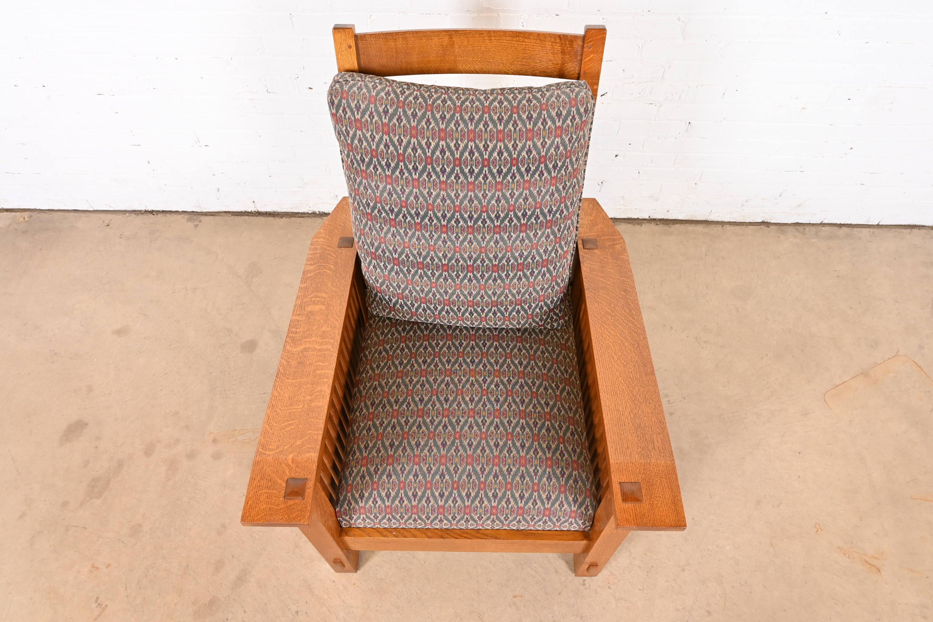 Stickley Mission Oak Arts & Crafts con fusto reclinabile Morris Lounge Chair in vendita 1