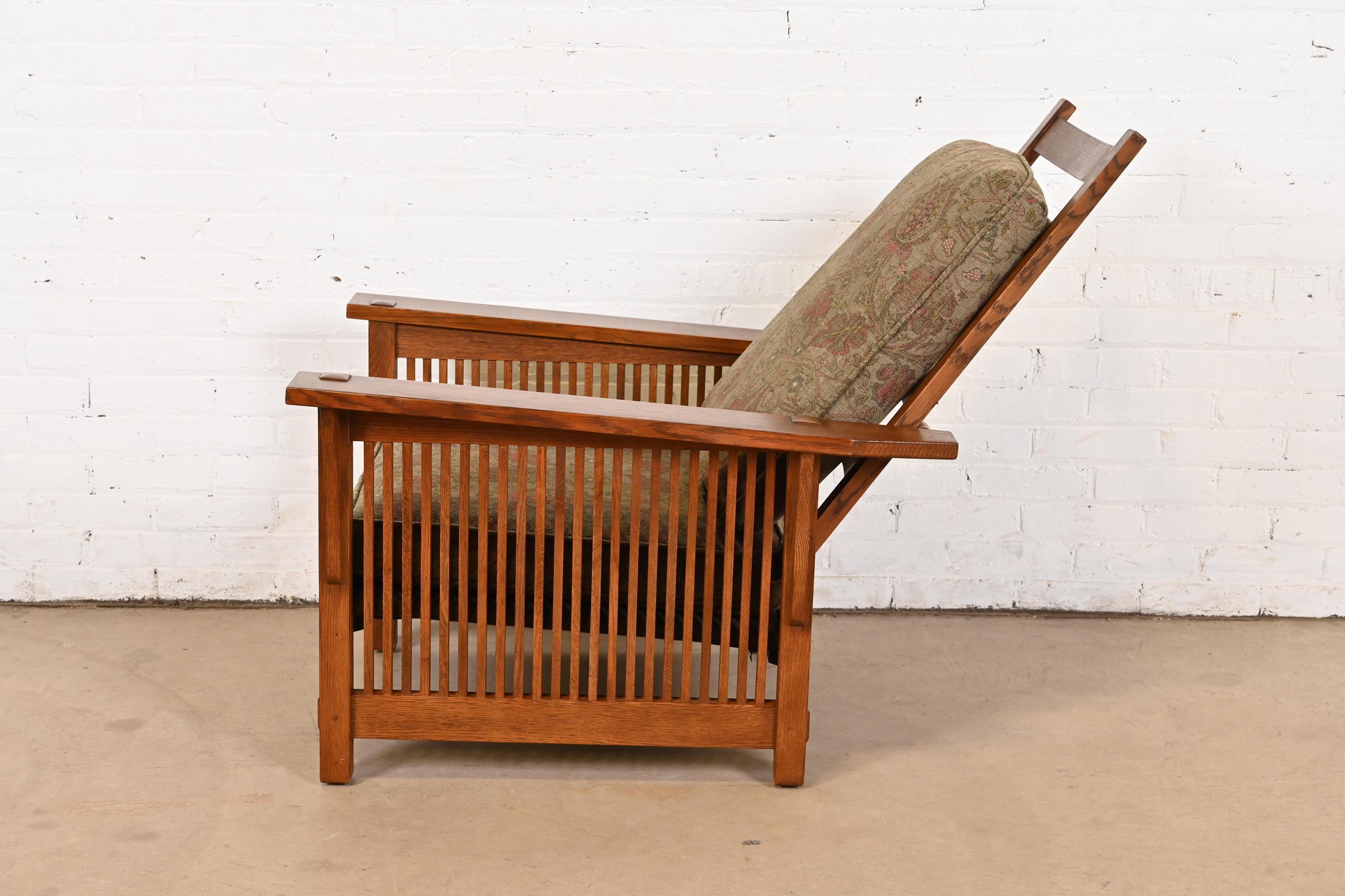 Stickley Mission Oak Arts & Crafts con fusto reclinabile Morris Lounge Chair 2