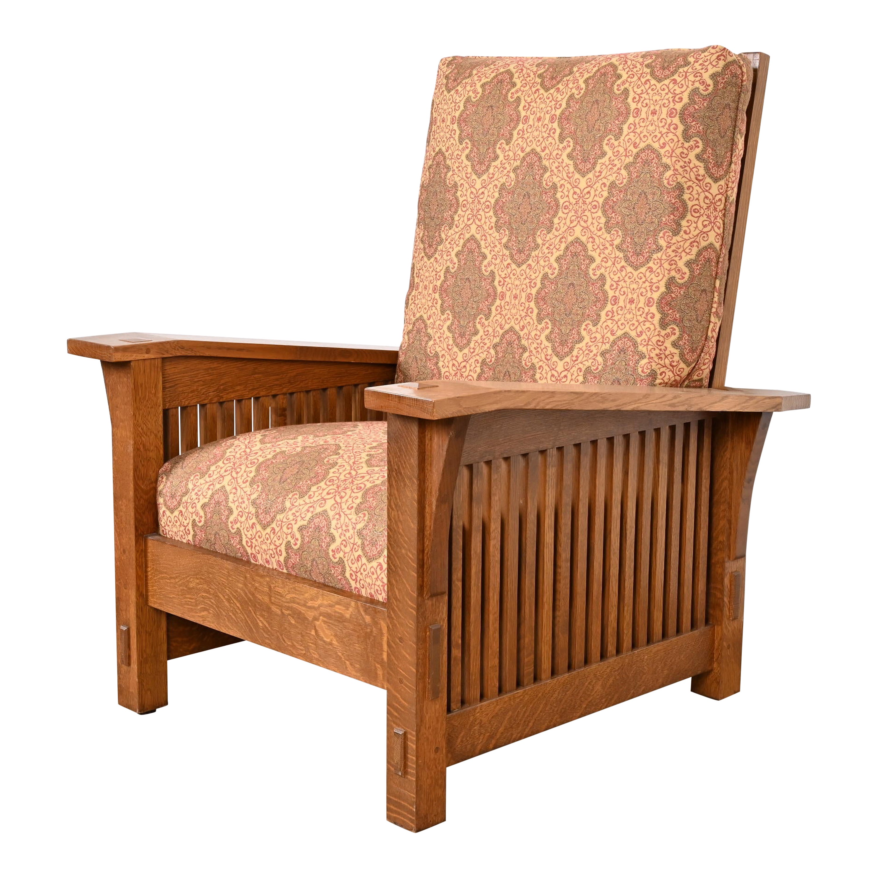 Stickley Mission Oak Arts 
Crafts Spindle Reclining Morris Lounge Chair